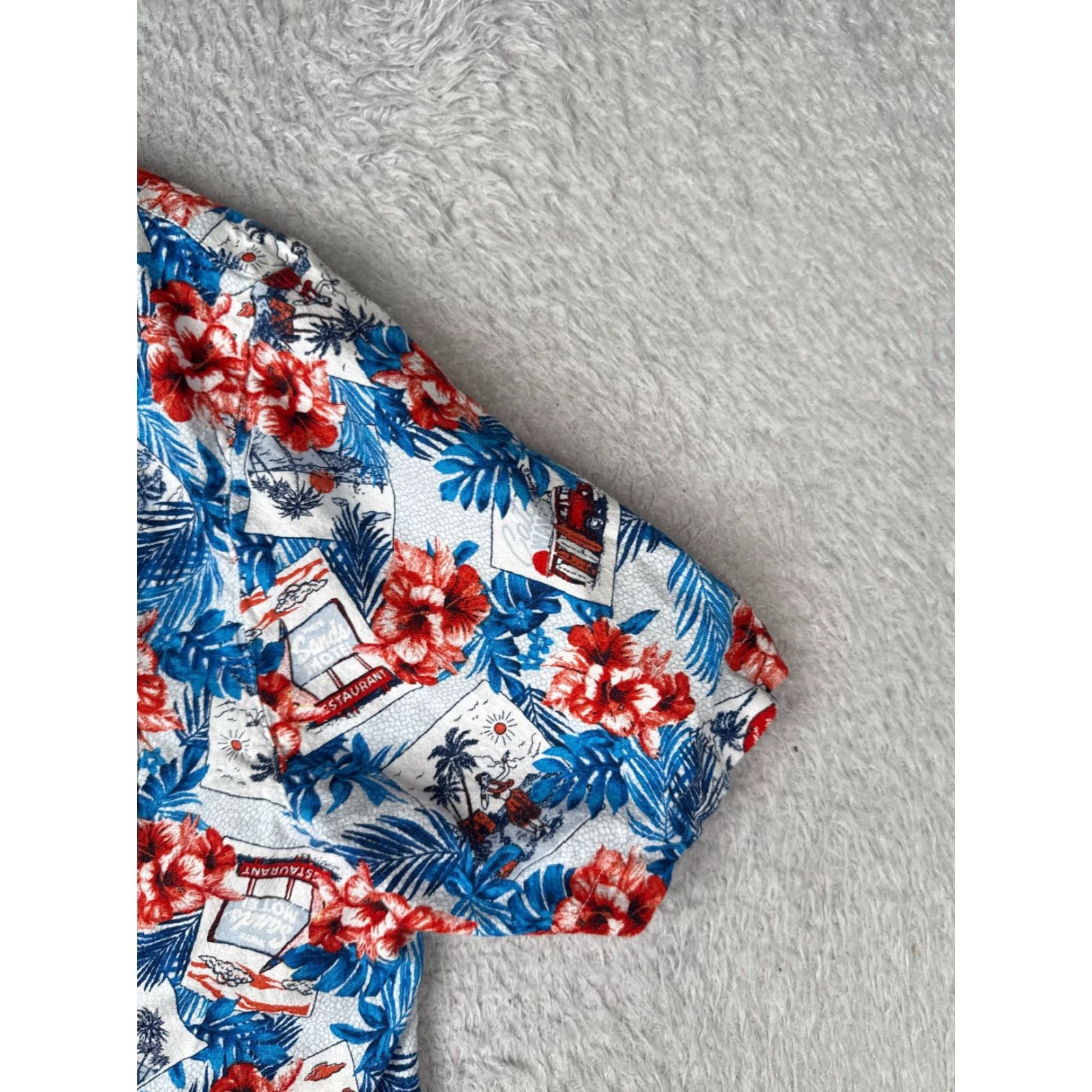 George George Button-Up Shirt Adult Medium White Floral Hawaiian Rayon Casual Mens Size US M / EU 48-50 / 2 - 2 Thumbnail