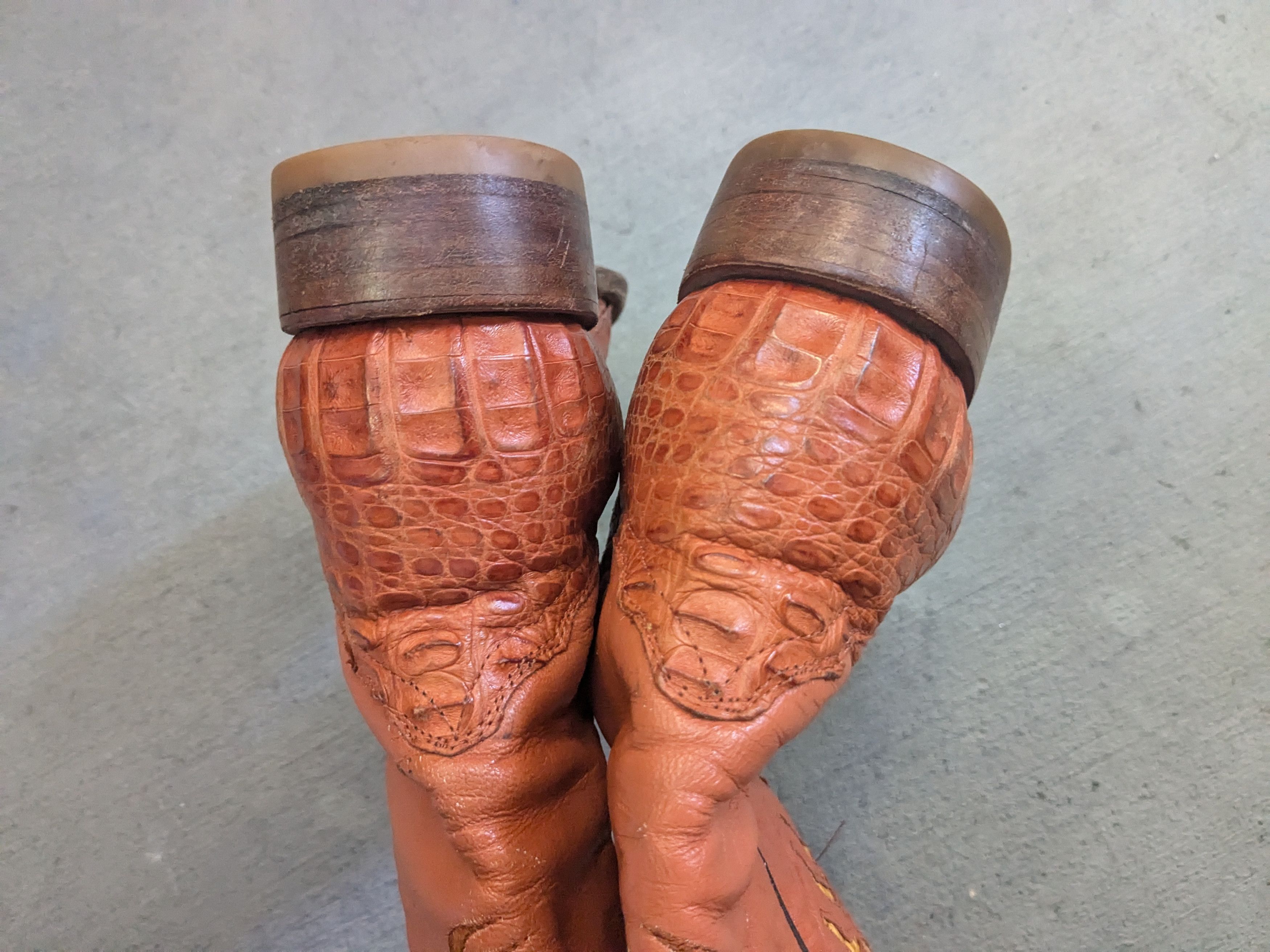 Genuine Leather Crocodile Cowboy Boots Brown 8.5 Vintage Leather Botas Size US 8.5 / EU 41-42 - 17 Thumbnail