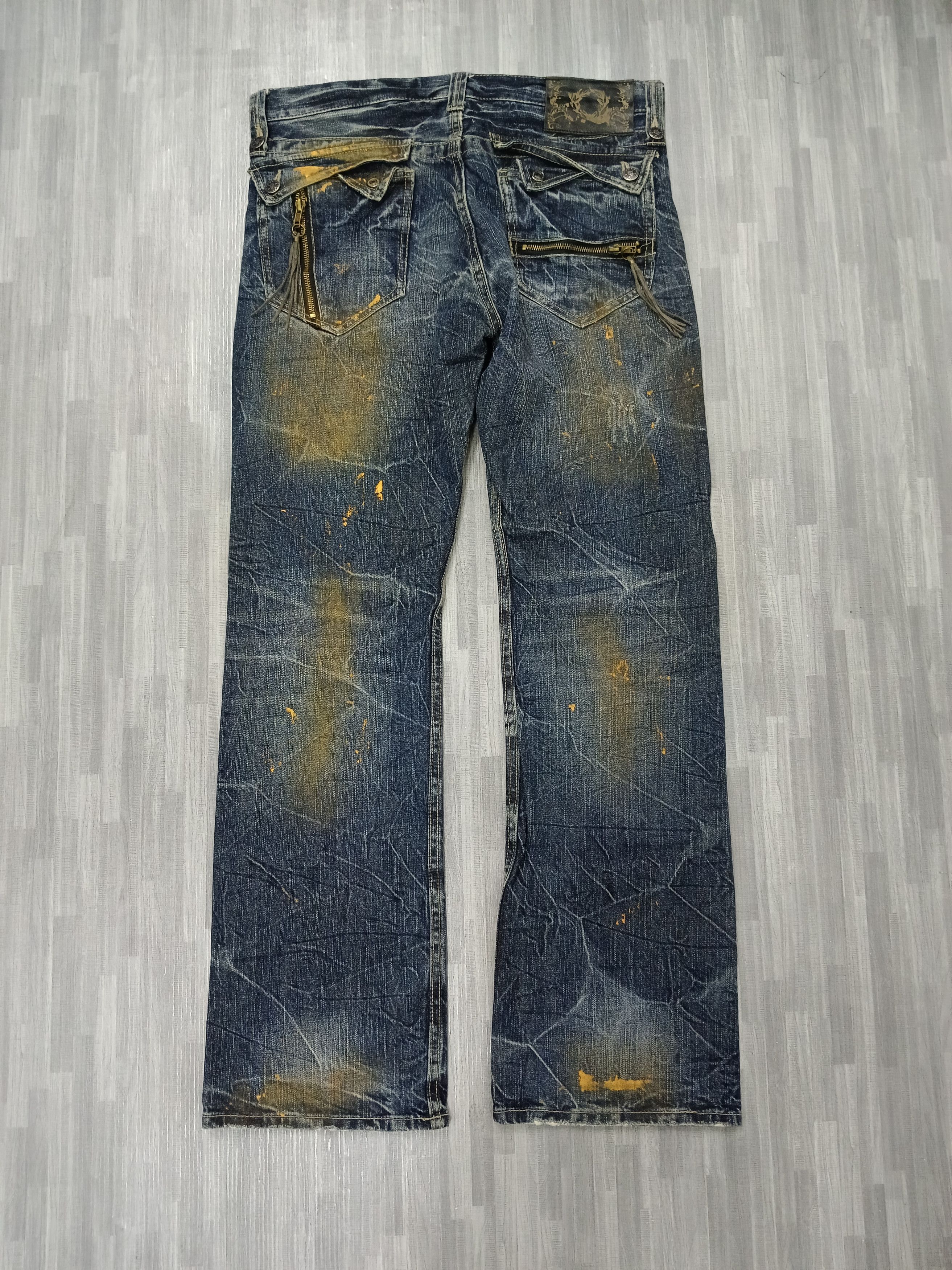 Japanese Brand FLARE SICK SPLATTER UNBRANDED DENIM PANTS Size US 33 - 3 Thumbnail