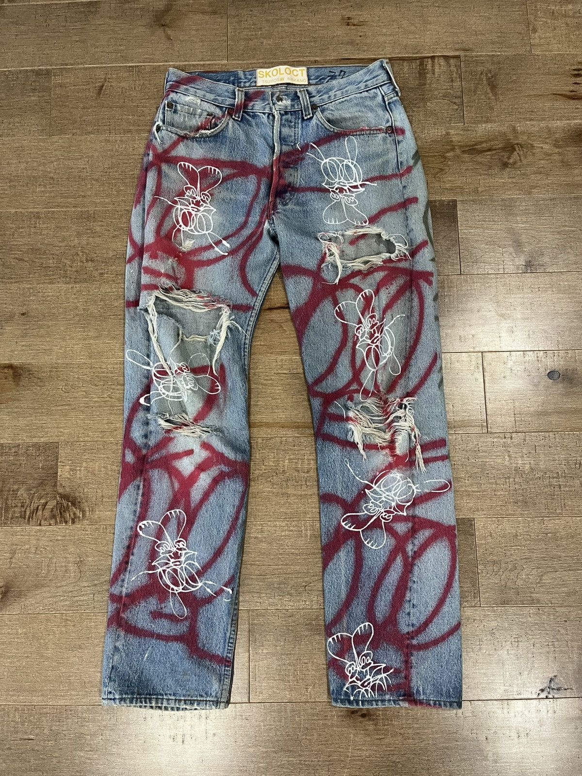 Skoloct Skoloct + Soloist hand painted jeans | Grailed