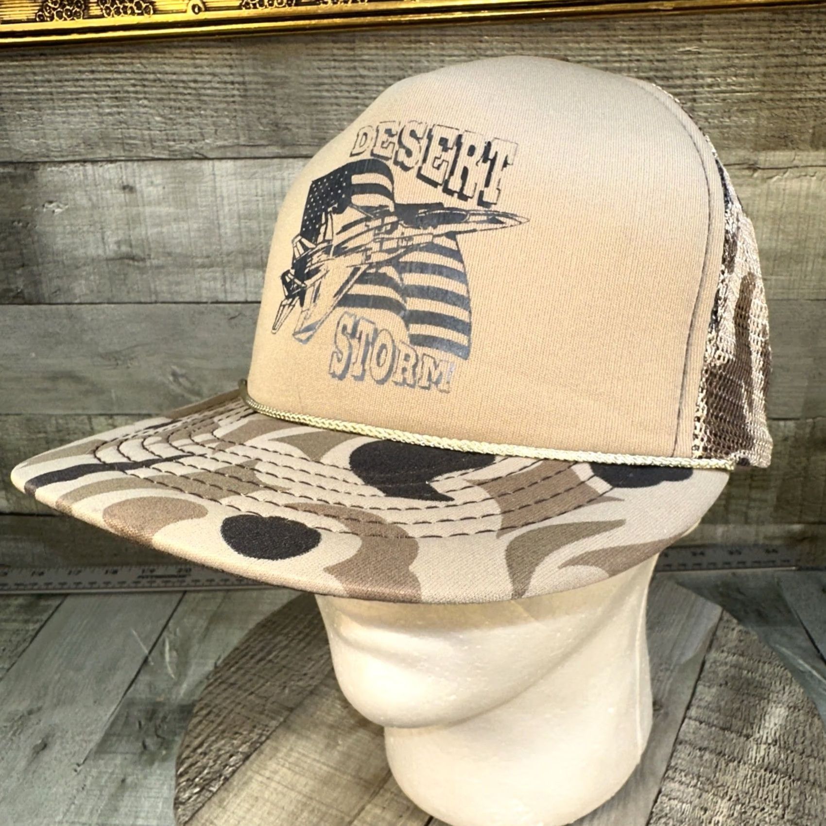 Vintage VINTAGE Desert Storm Snapback Hat Camo Rope Cap USA Military 90s Gulf War OG Size ONE SIZE - 2 Thumbnail