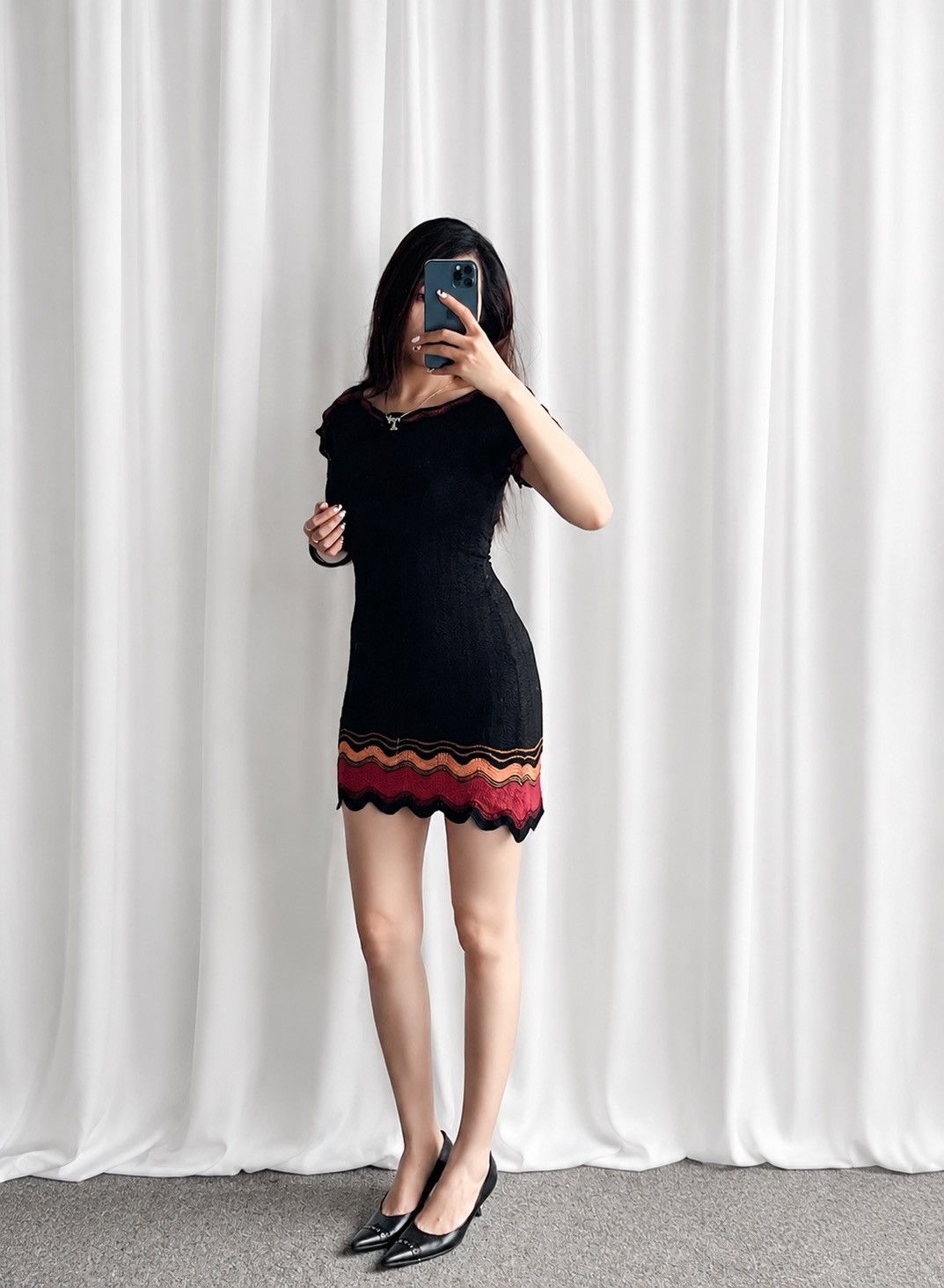 Missoni Missoni Black Pattered Knit Short Sleeve Dress Size M / US 6-8 / IT 42-44 - 1 Thumbnail