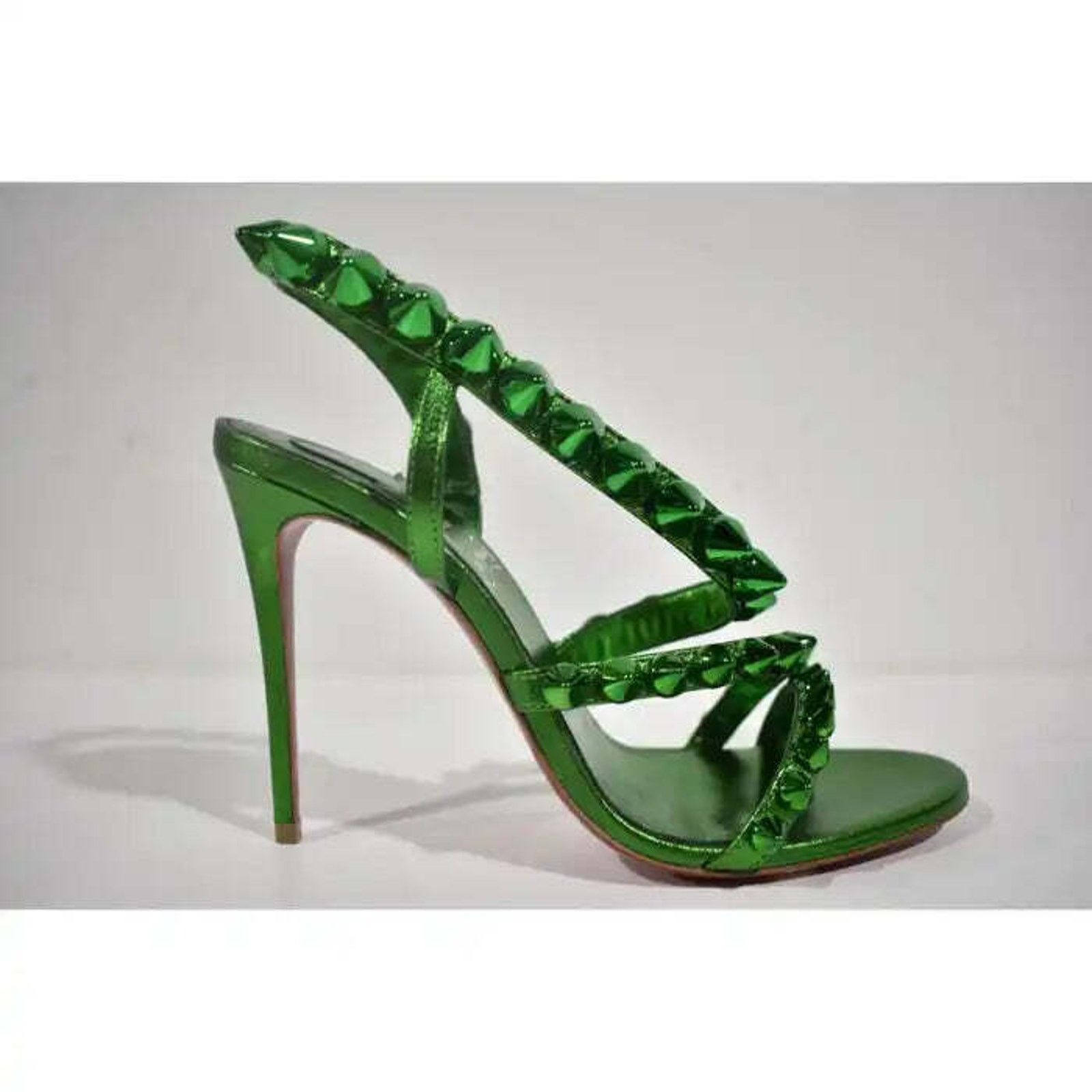 Christian Louboutin Spikita Strap 100 Spinach Green Strap Sandal Heel Pump 35.5 Size US 5.5 / IT 35.5 - 2 Thumbnail