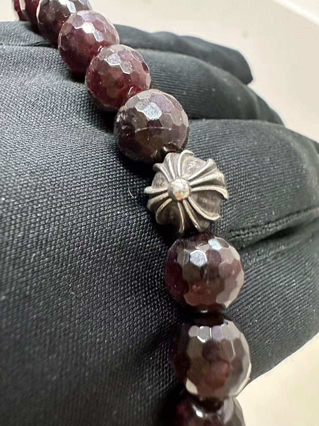 Chrome Hearts Chrome Hearts 8mm Garnet 5 Silver Bracelet Size ONE SIZE - 9 Thumbnail