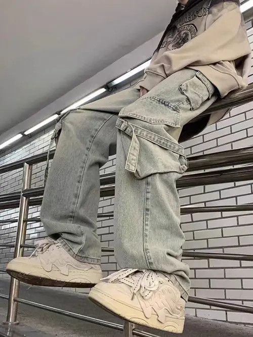 Japanese Brand HagiwarHigh Street Vintage Loose Fit Jeans Light Blue Size US 33 - 4 Thumbnail