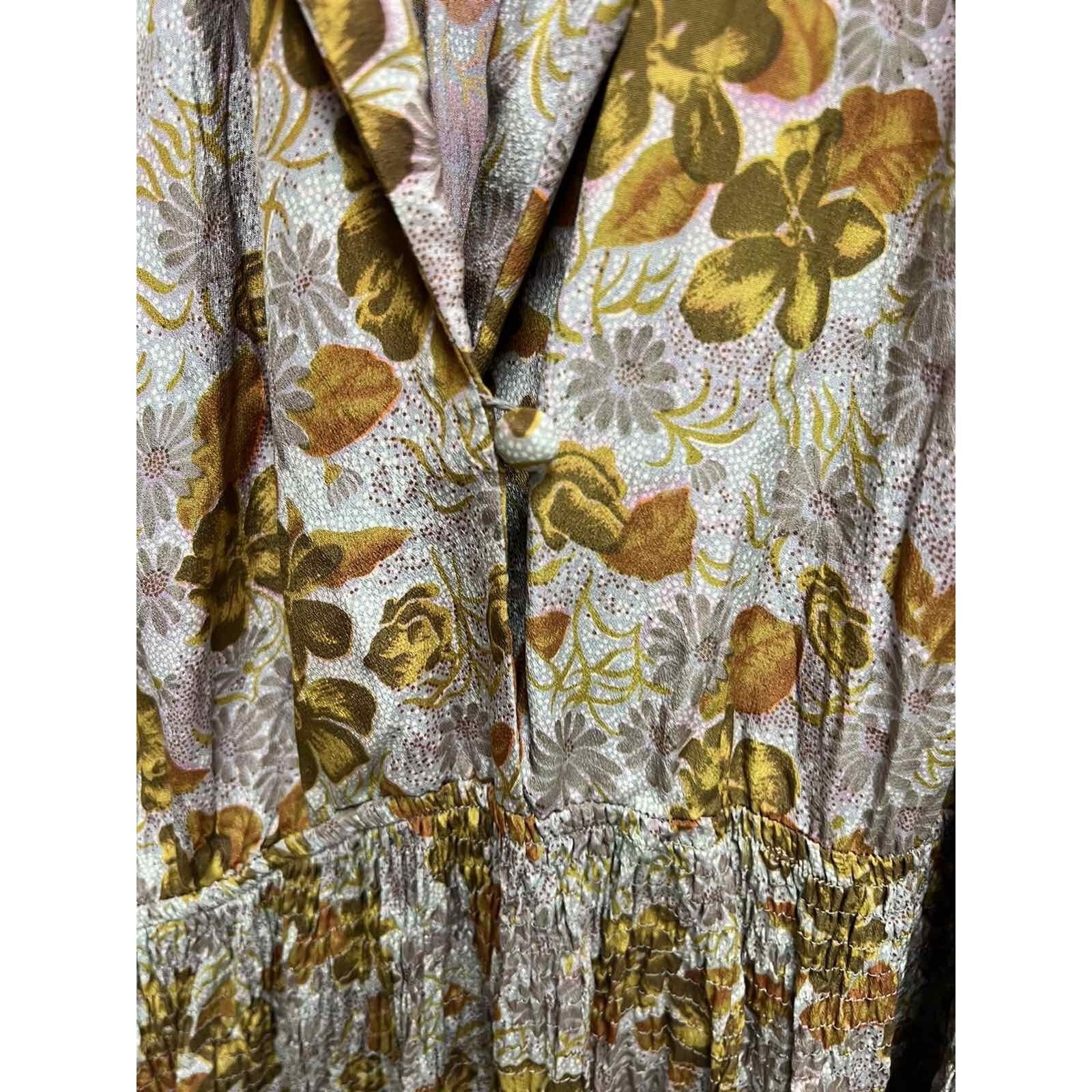 Franceschetti Francoise Floral Vintage Fall Cott maxi Dress Size L A000662 Size L / US 10 / IT 46 - 17 Thumbnail