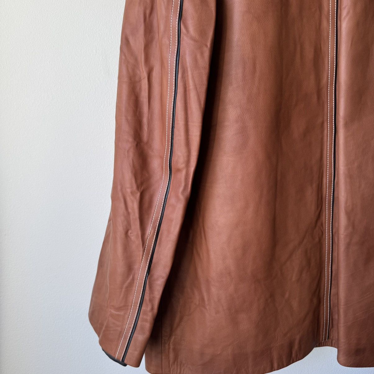 Hermes Hermes Brown/Orange Calf Leather Overcoat Size US L / EU 52-54 / 3 - 10 Thumbnail