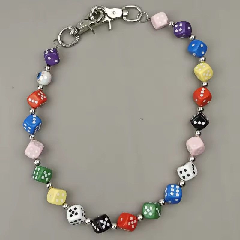 Jewelry Punk Dice Pants Chain Streetwear Multicolored Y2k Size ONE SIZE - 8 Thumbnail