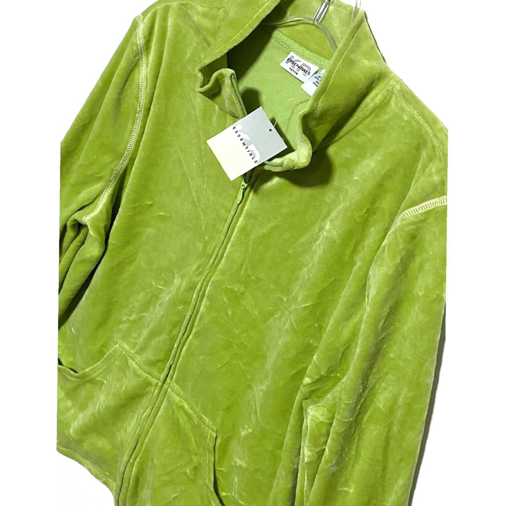 Essentials KR Essentials Velour Green Zip Jacket Womens PL Petite Regular Casual Soft Cozy Activewear NWT Size L / US 10 / IT 46 - 3 Thumbnail