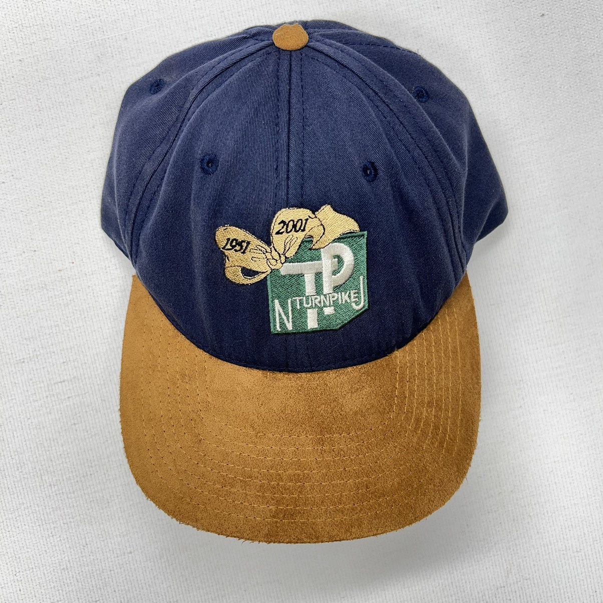 Vintage VTG NJ Turnpike Hat Cap Blue New Jersey Logo Retro Suede Size ONE SIZE - 4 Thumbnail