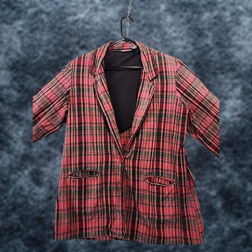 Vintage Newport News Vintage Plaid Button Up Women’s Blazer L Red Three-Button Sleeve One-Button Front Lined Career Office Size L / US 10 / IT 46 - 1 Thumbnail