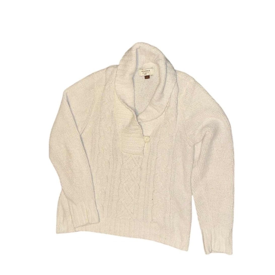 Other Y2K Sonoma White Cable Knit Shawl Collar Pullover Sweater L Size L / US 10 / IT 46 - 3 Thumbnail