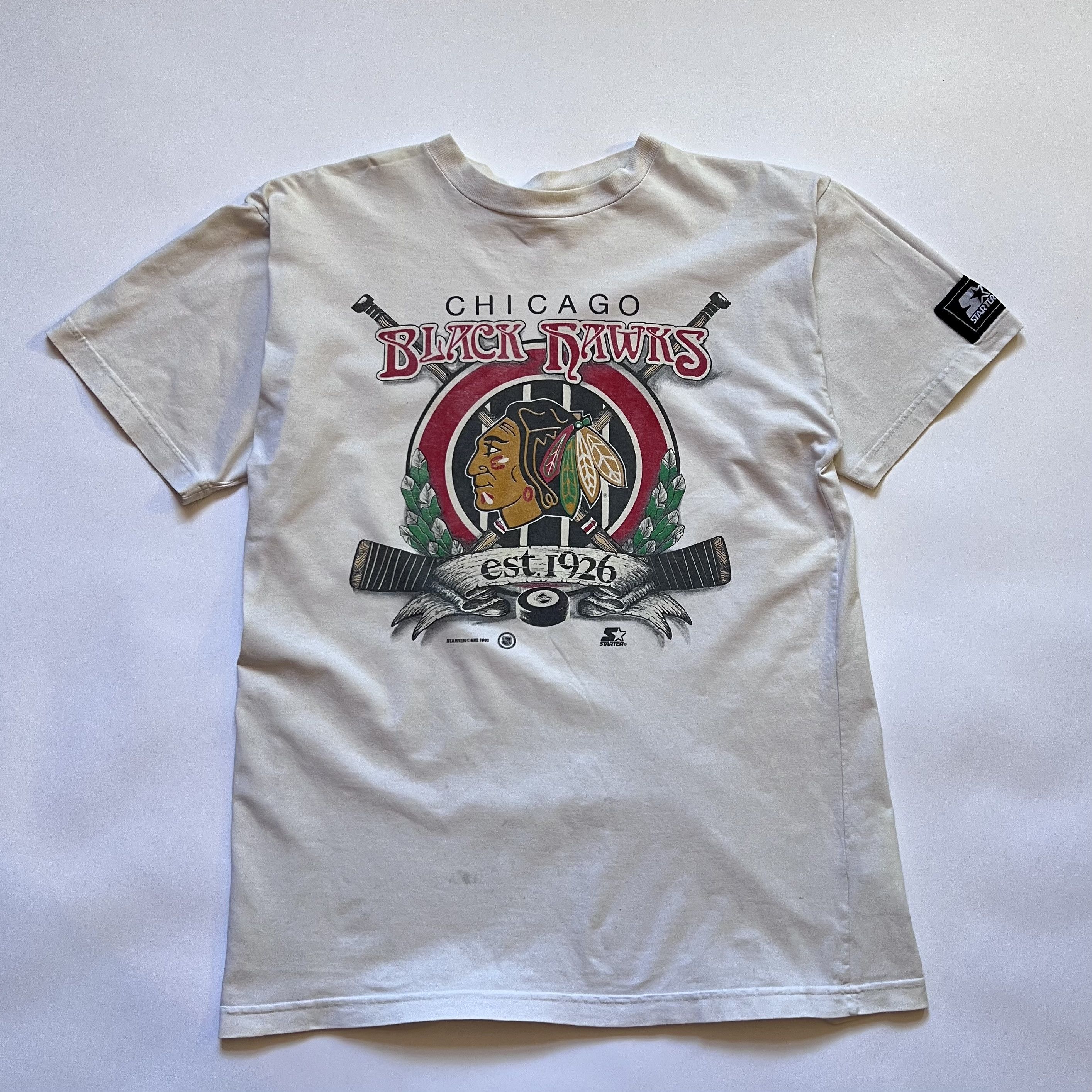 NHL Vintage 1992 Chicago Blackhawks Tshirt size L STARTER Size US L / EU 52-54 / 3 - 1 Thumbnail
