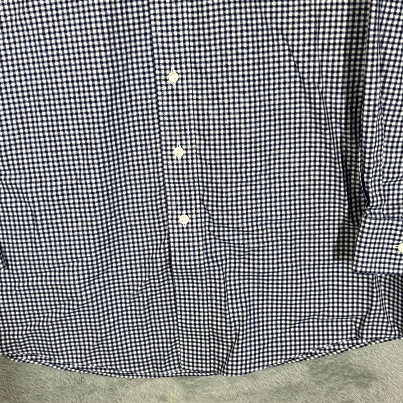 Roundtree & Yorke Gold Label Dress Shirt Blue Check 100% Cotton 16.5×34 Fitted Formal Shirt Men Regular Chest 46in Long Sleeve Button-Down Collared Vintage? No Size 46R - 6 Thumbnail