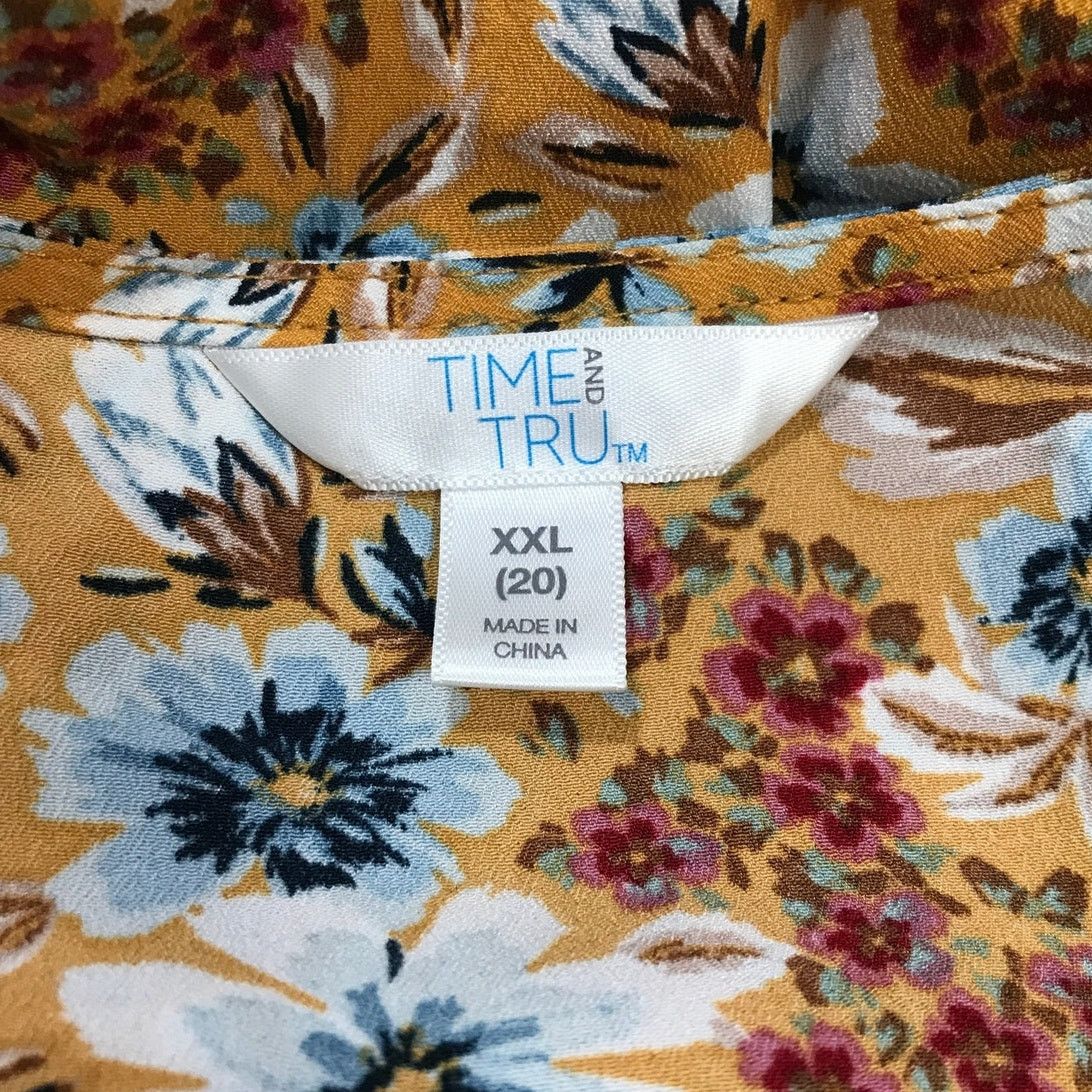 Other Time and Tru Floral Round Neck Short Sleeve Top XXL Size XXL / US 16-18 / IT 52-54 - 3 Thumbnail