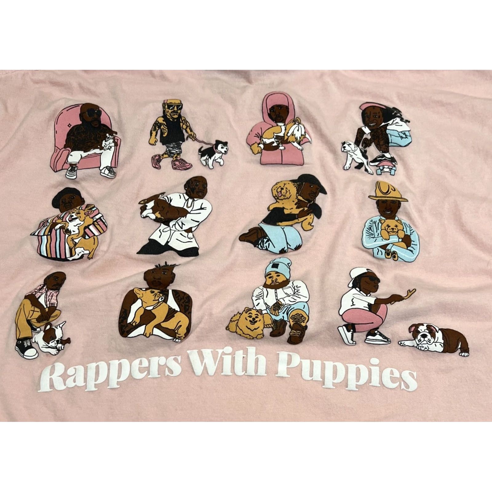 Pinko Dog Limited Rappers With Puppies Pink T Shirt Women’s L Graphic Shirt Size L / US 10 / IT 46 - 7 Thumbnail