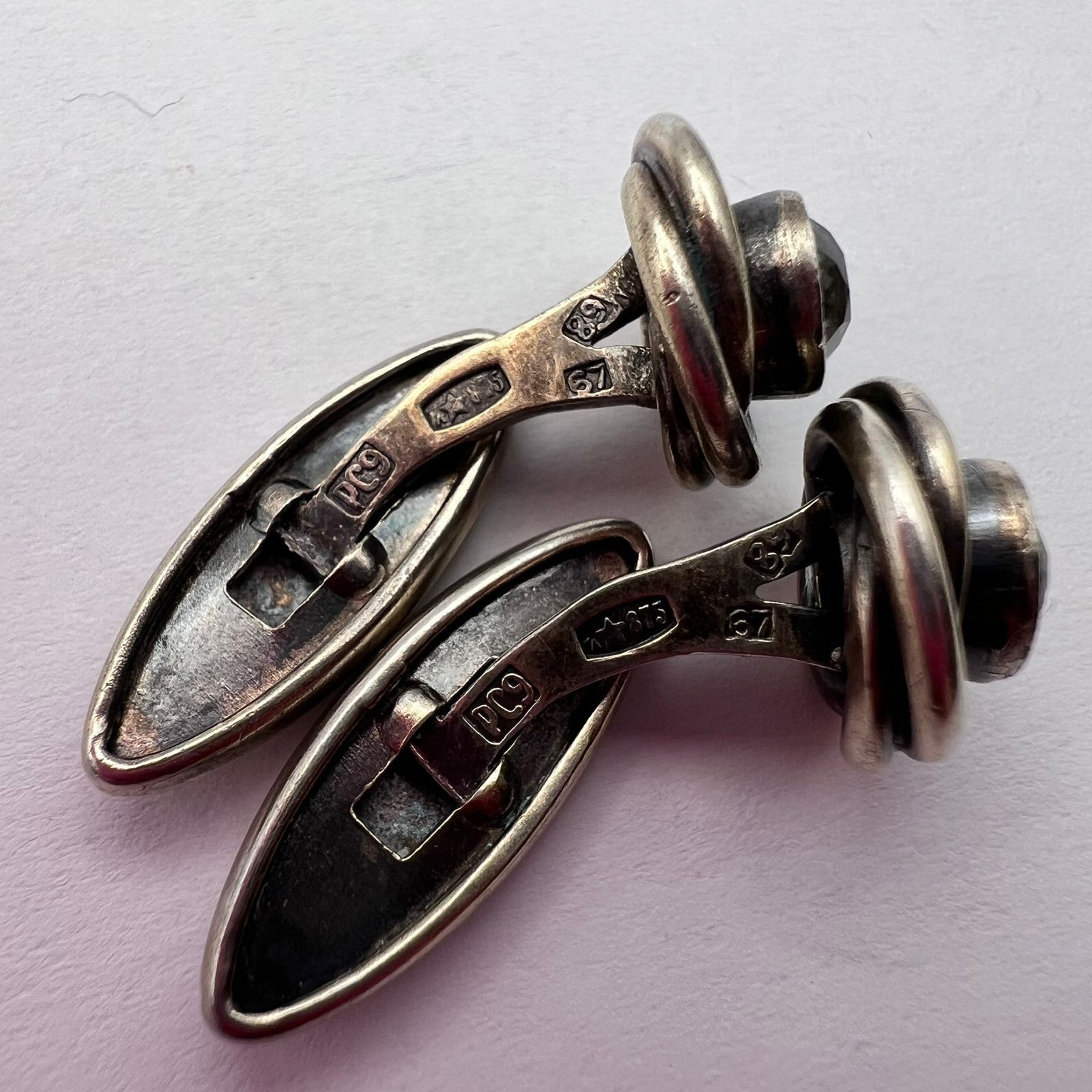 Vintage Vintage 875 Silver Soviet Cufflinks Rock Crystal Spiral Men Size ONE SIZE - 6 Thumbnail