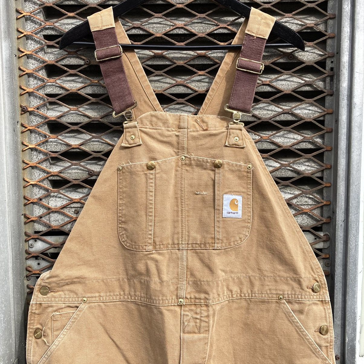 Vintage Brown Carhartt Bib Overalls Double Knee 34 x 34 high quality