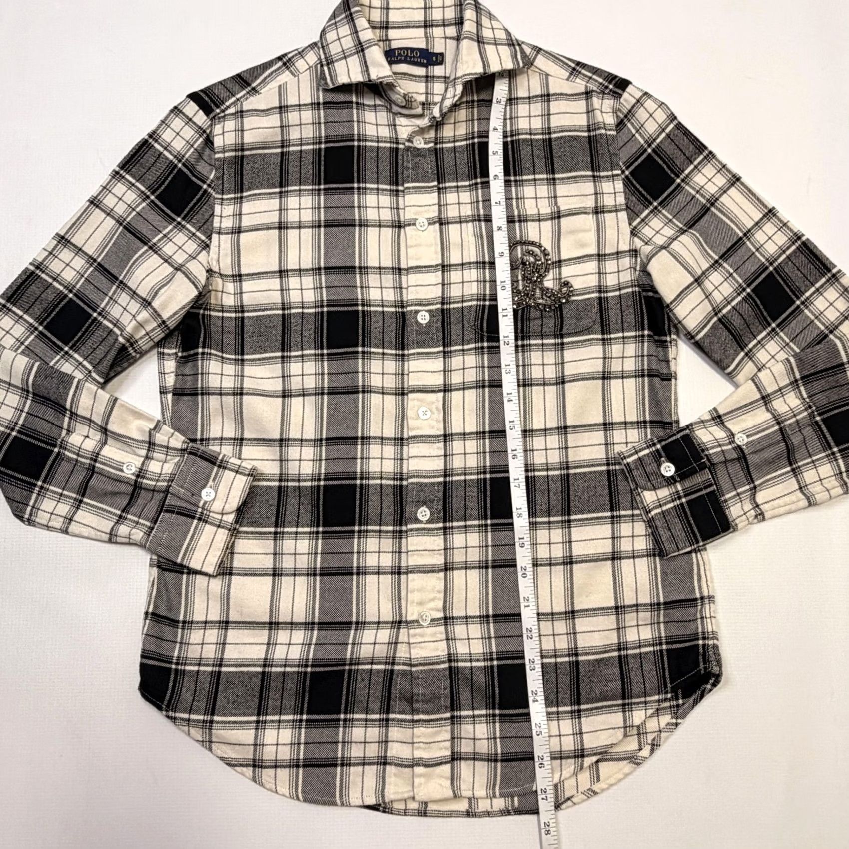 Polo Ralph Lauren Polo Ralph Lauren Shirt Womens Small White Plaid Button-Up Rhinestone Top Size S / US 4 / IT 40 - 5 Thumbnail