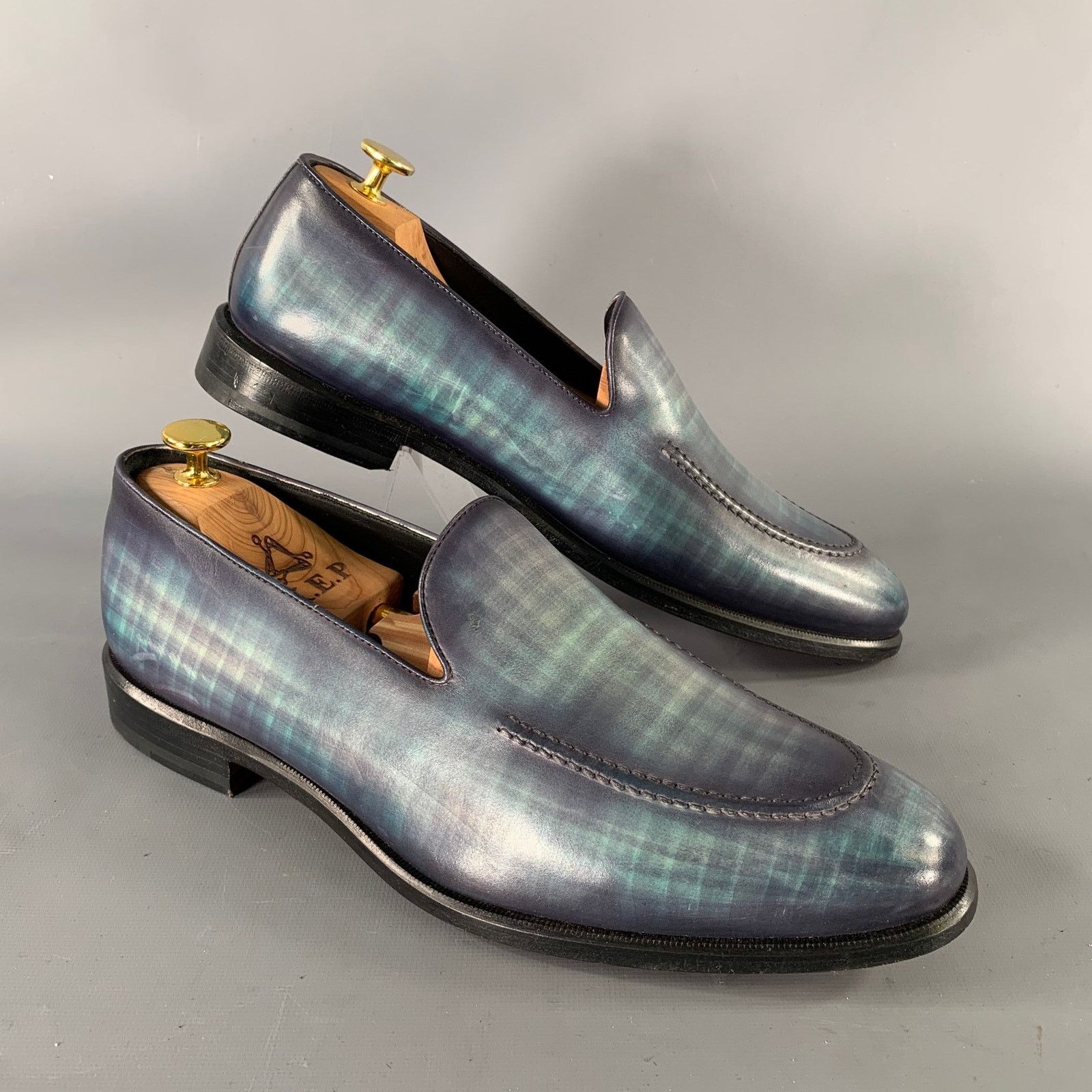 Other KLEIN EPSTEIN & PARKER Turquoise Blue Leather Loafers Size US 9.5 / EU 42-43 - 1 Thumbnail