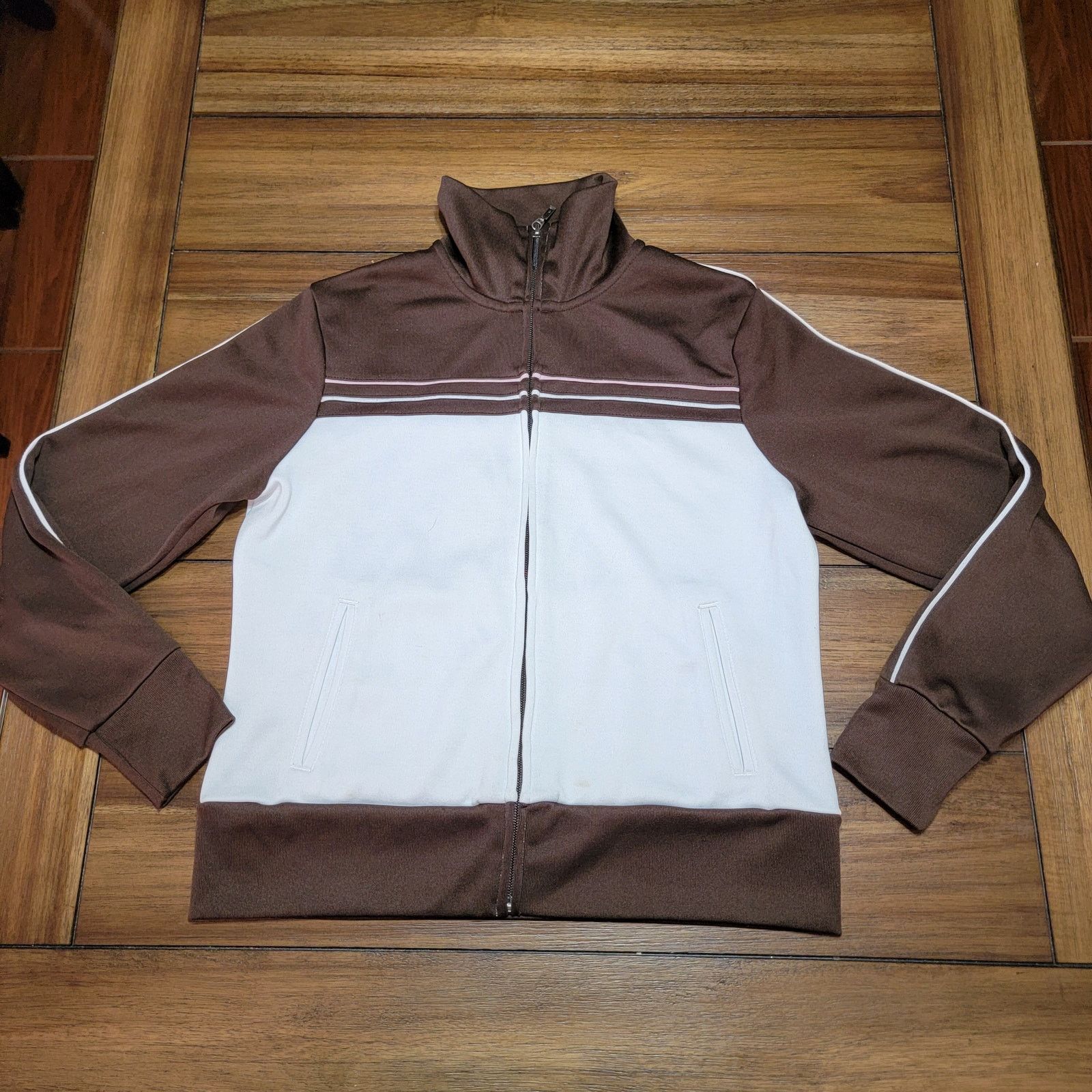 Tek Gear Tek Gear Brown & White Athletic Full Zip Jacket - Size Small Size S / US 4 / IT 40 - 1 Thumbnail