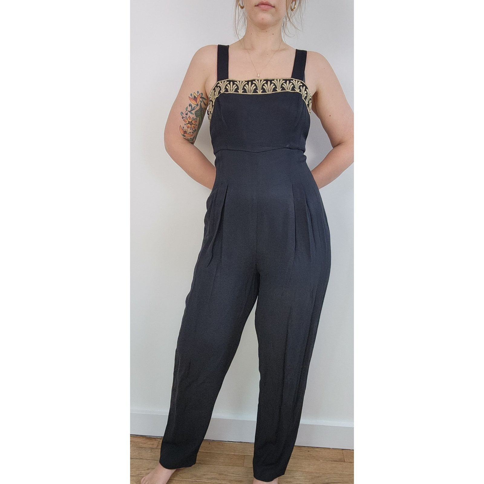 Other Gold Detail Jumpsuit 80s 90s Jessica Howard 10 Large Size 32" / US 10 / IT 46 - 4 Thumbnail