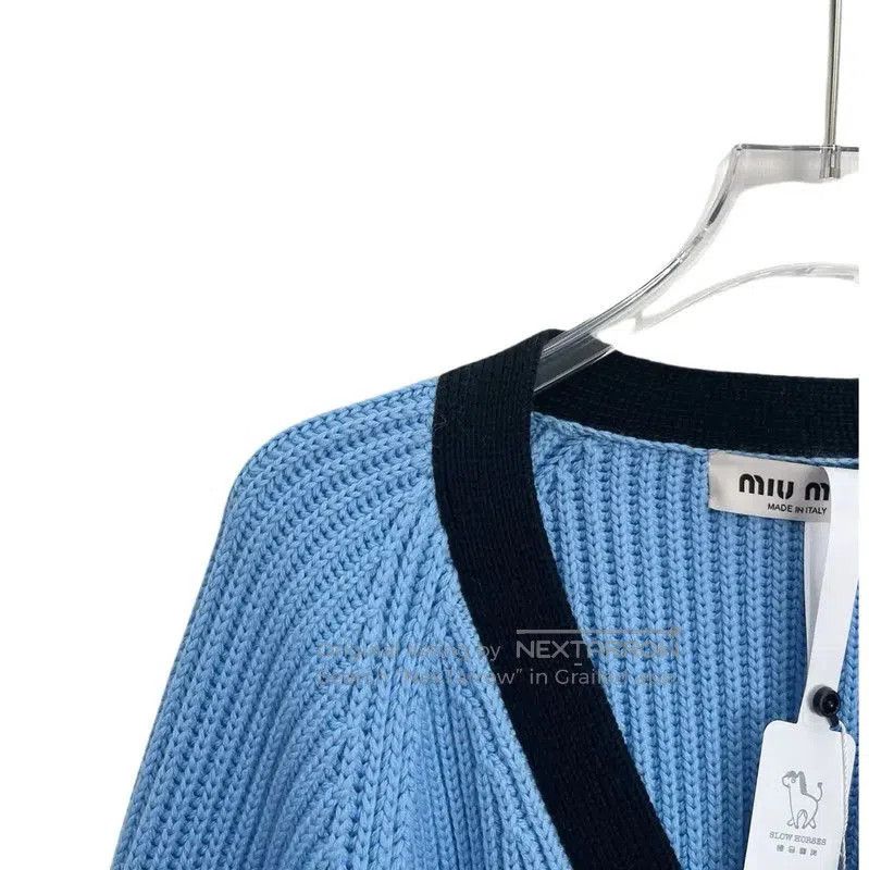 Miu Miu Miu Miu Women's Blue Cropped Cardigan . Size M / US 6-8 / IT 42-44 - 3 Thumbnail