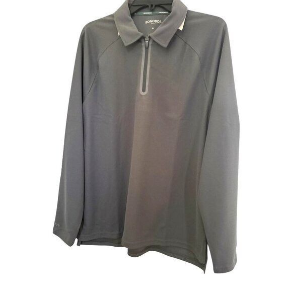 Bonobos Bonobos Mens Gray Quarter Zip Long Sleeve Collared Golf Polo Size US M / EU 48-50 / 2 - 4 Thumbnail