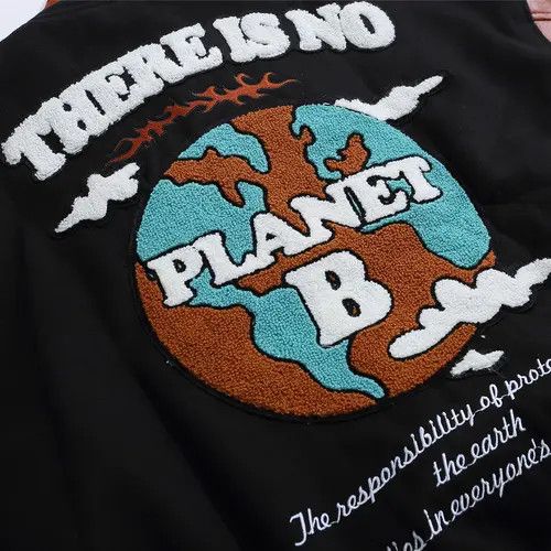Other There's No Planet B Graphic Patchwork Varsity Jacket Size US M / EU 48-50 / 2 - 2 Thumbnail
