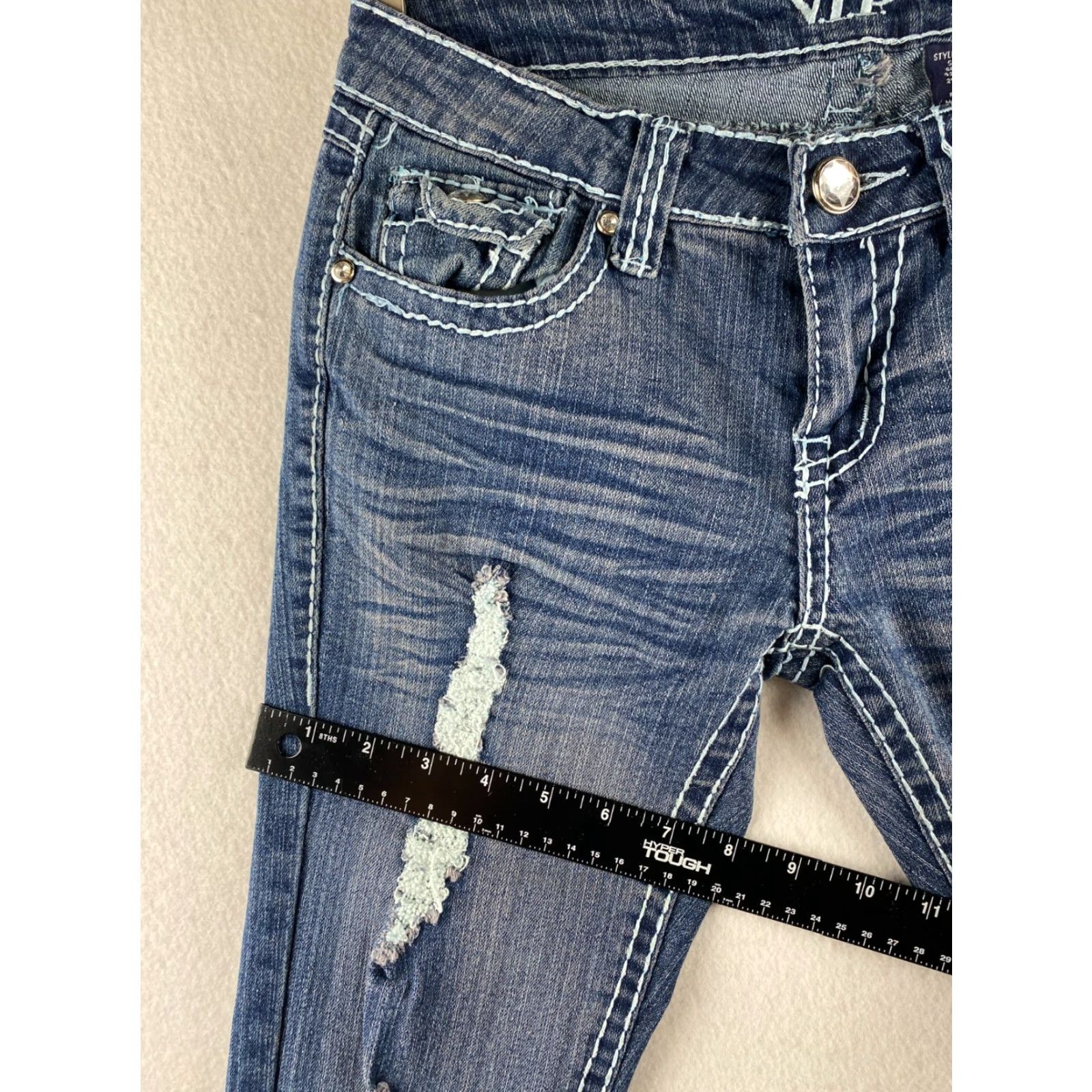 Vintage VIP Jeans Blue Skinny Jeans Women 4 Distressed 5-Pocket Denim Stretch Distress Flap Pocket Modern Vintage No Size 27" / US 4 / IT 40 - 7 Thumbnail