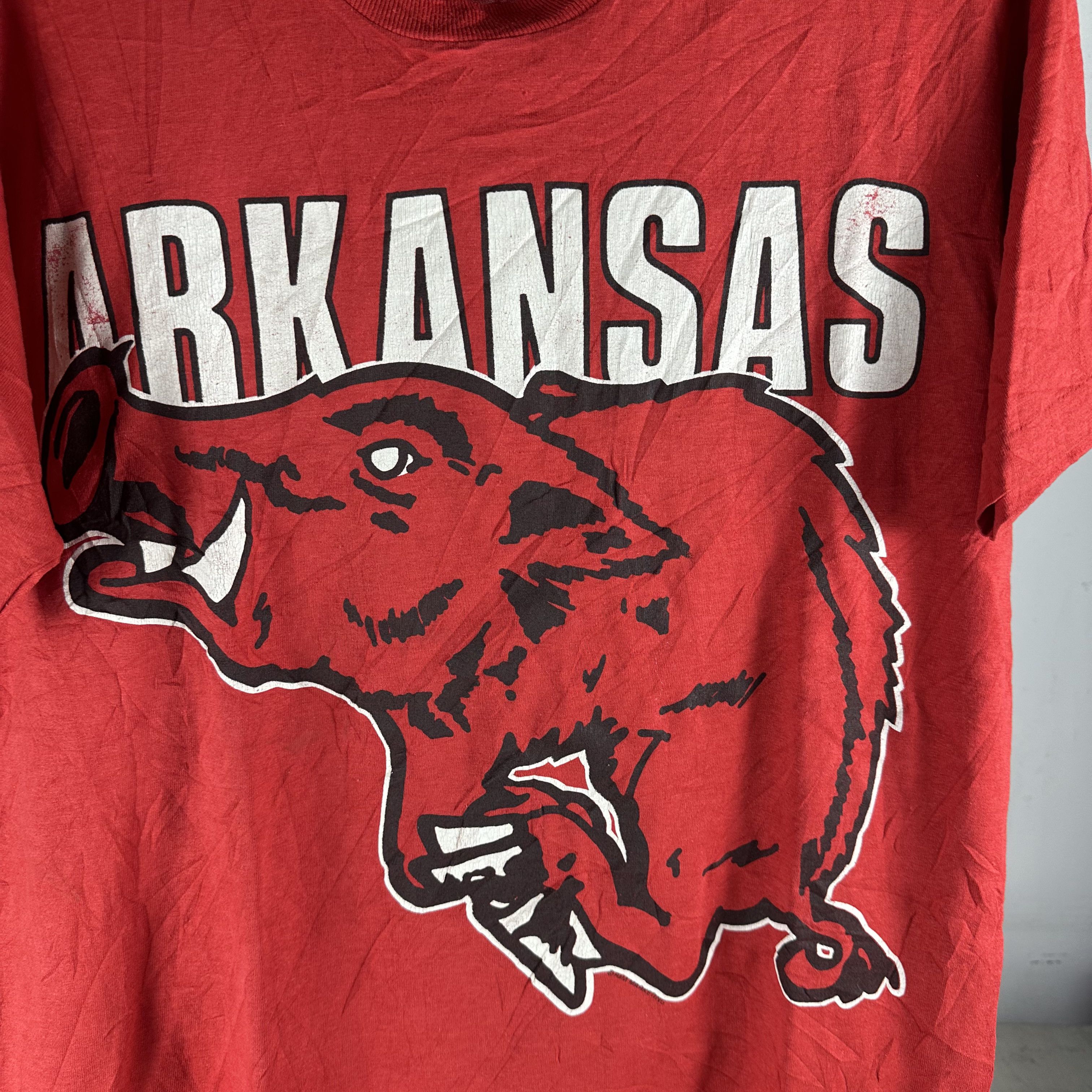 Vintage ​​90s Arkansas Razorbacks NCAA Graphic Single Stitch T-Shirt Size US L / EU 52-54 / 3 - 2 Thumbnail