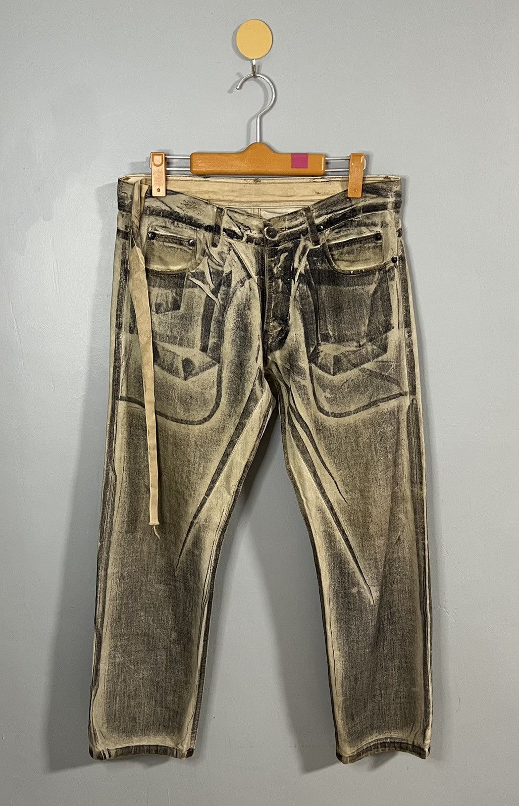 Rick Owens Drkshdw Rick owens ss 2010 cream gravel waxed jeans Size US 32 / EU 48 - 1 Thumbnail