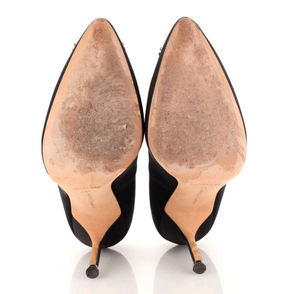 Manolo Blahnik Manolo Blahnik Hangisi Black Heels w/ Crystal Embellishment Size US 11 / IT 41 - 4 Thumbnail