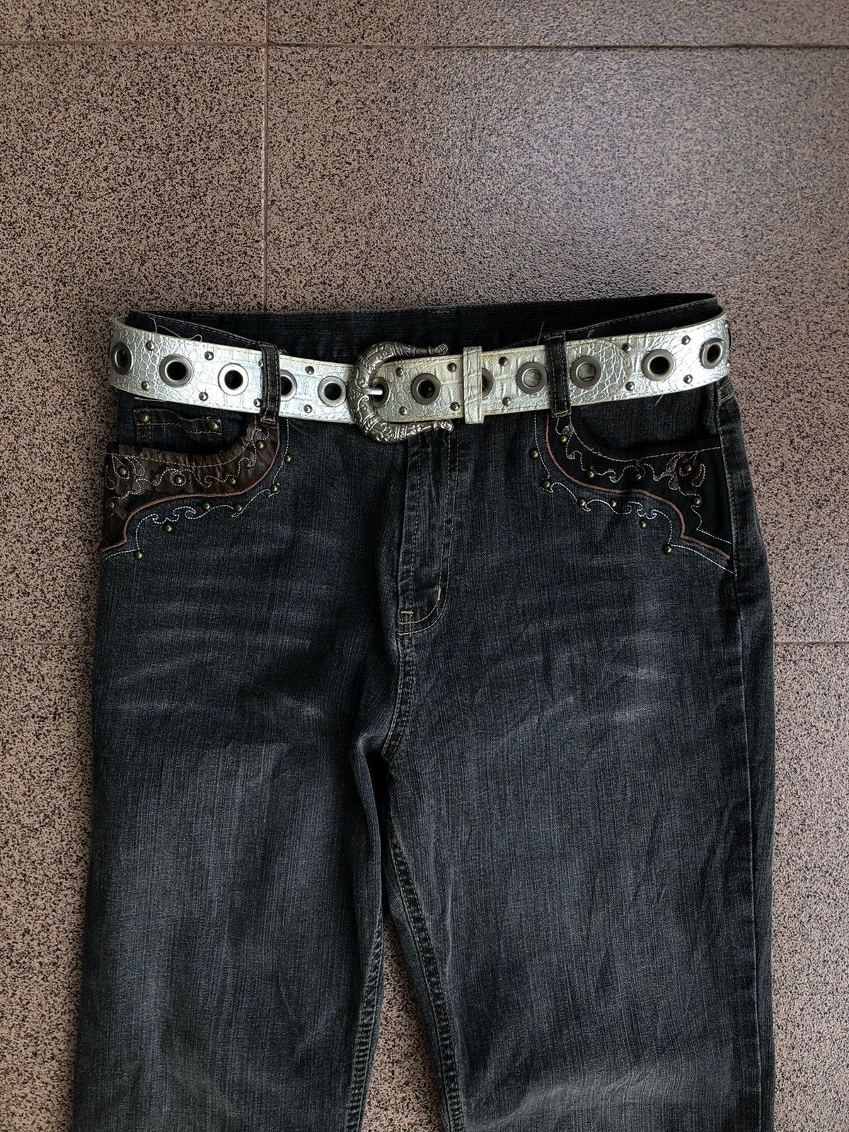 Japanese Brand Silver belt Leather studded like lgb if six was nine Size ONE SIZE - 2 Thumbnail