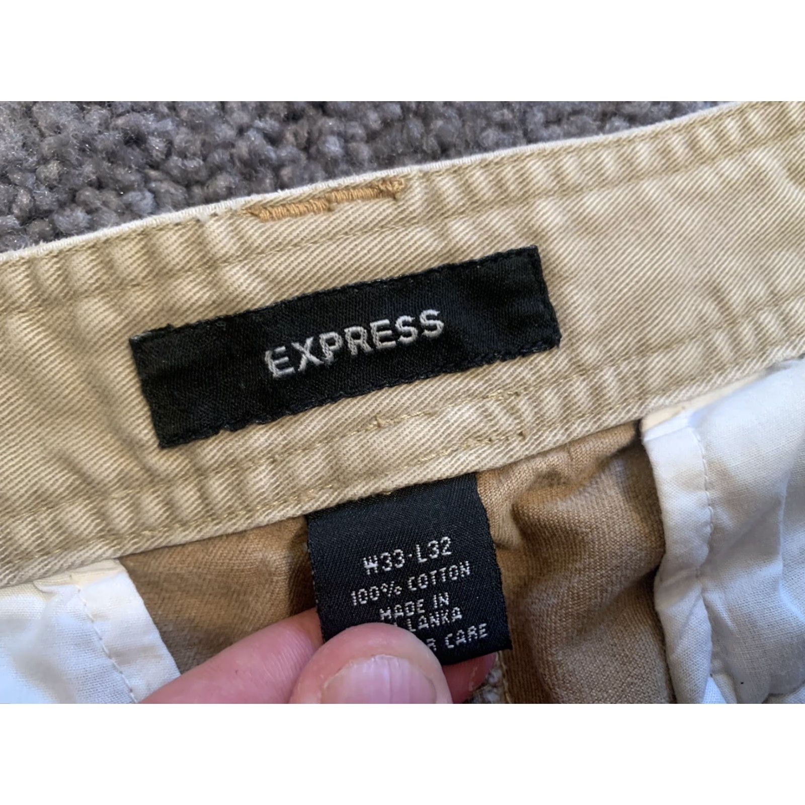 Express Express Mens Chino Pants Slim Straight Beige Cotton Spandex 31x32 Regular Waist 32in Size US 32 / EU 48 - 6 Thumbnail