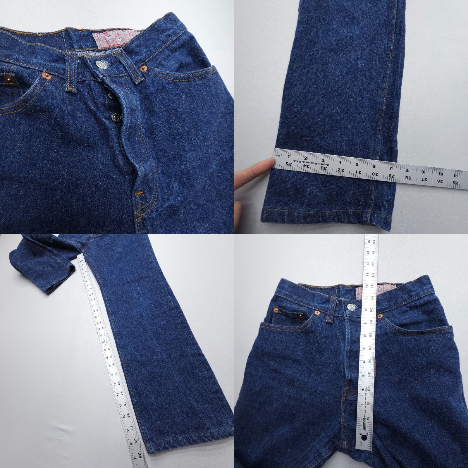 Levi's VINTAGE Levi's 501 Button Fly Jeans Womens Size 9 Dark Wash 80s 90s USA Blue Denim Jeans Regular fit 5-Pocket Design Mens Womens Girls Boys Size 30" / US 8 / IT 44 - 8 Thumbnail