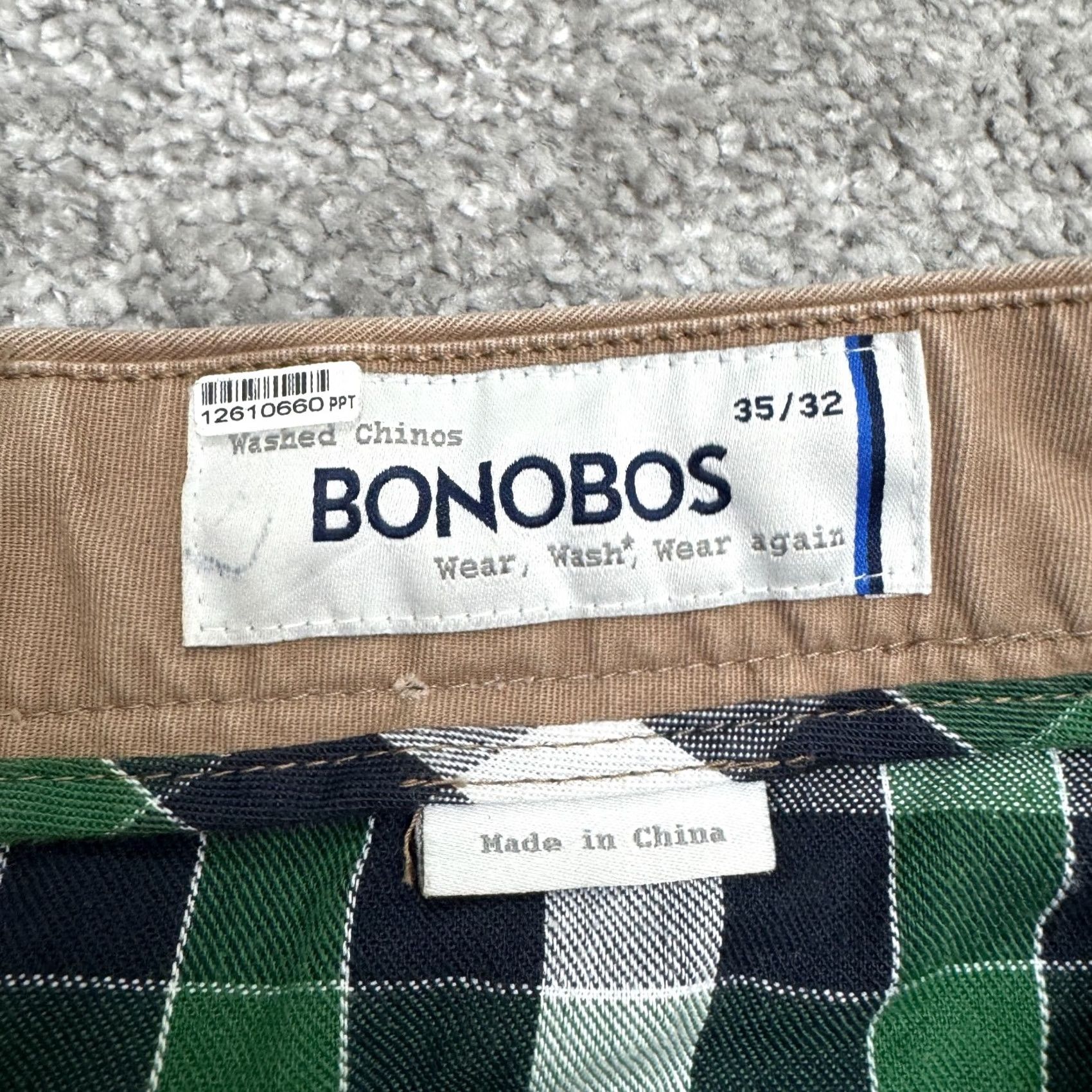 Bonobos Bonobos Straight Cotton Chino Pants Mens 35x32 Brown Washed Flat Front Casual Size US 35 - 7 Thumbnail