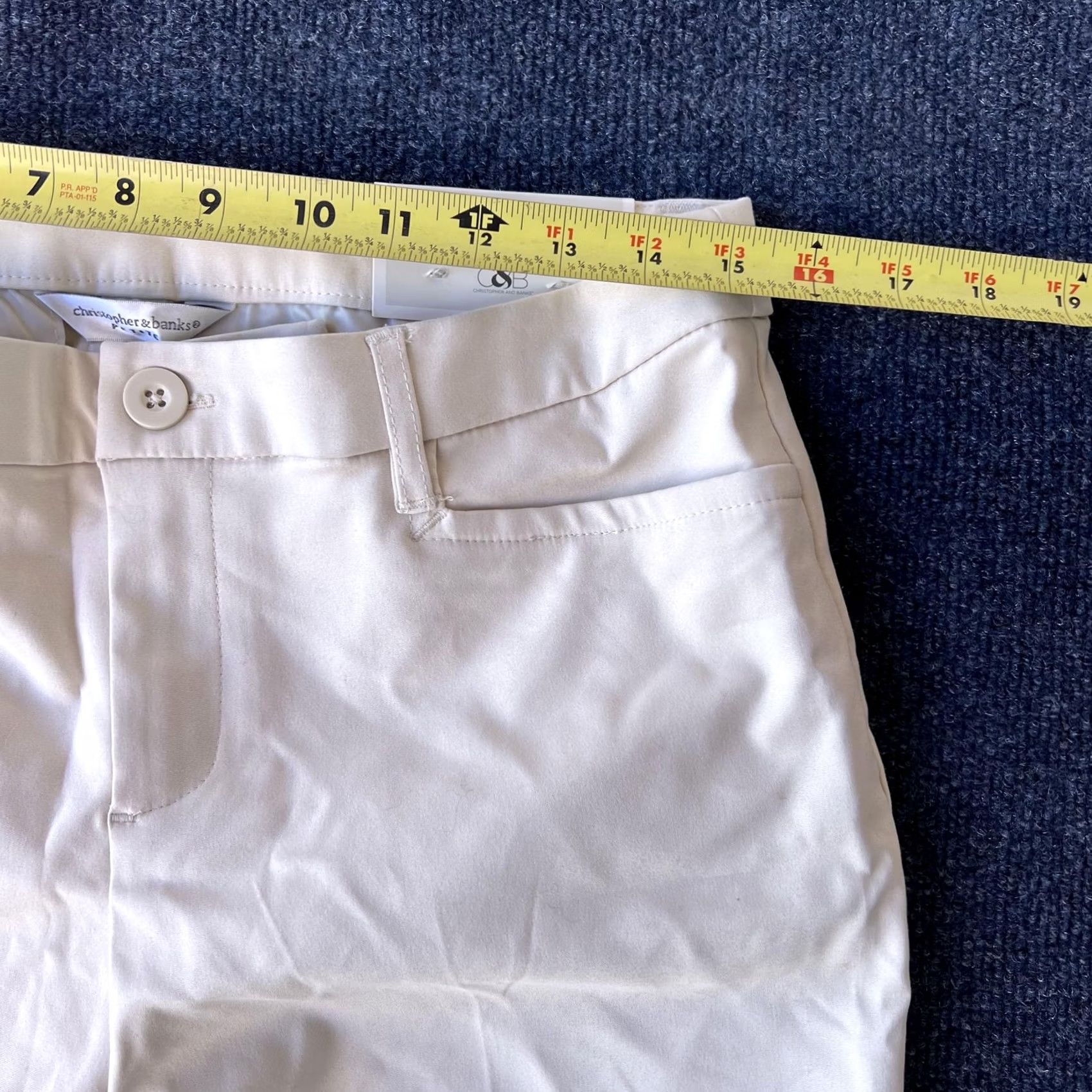 Vintage Christopher & Banks Pants Womens 10P Petite White Dress Pants Slim Fit Straight Leg with Pockets Size 32" / US 10 / IT 46 - 6 Thumbnail