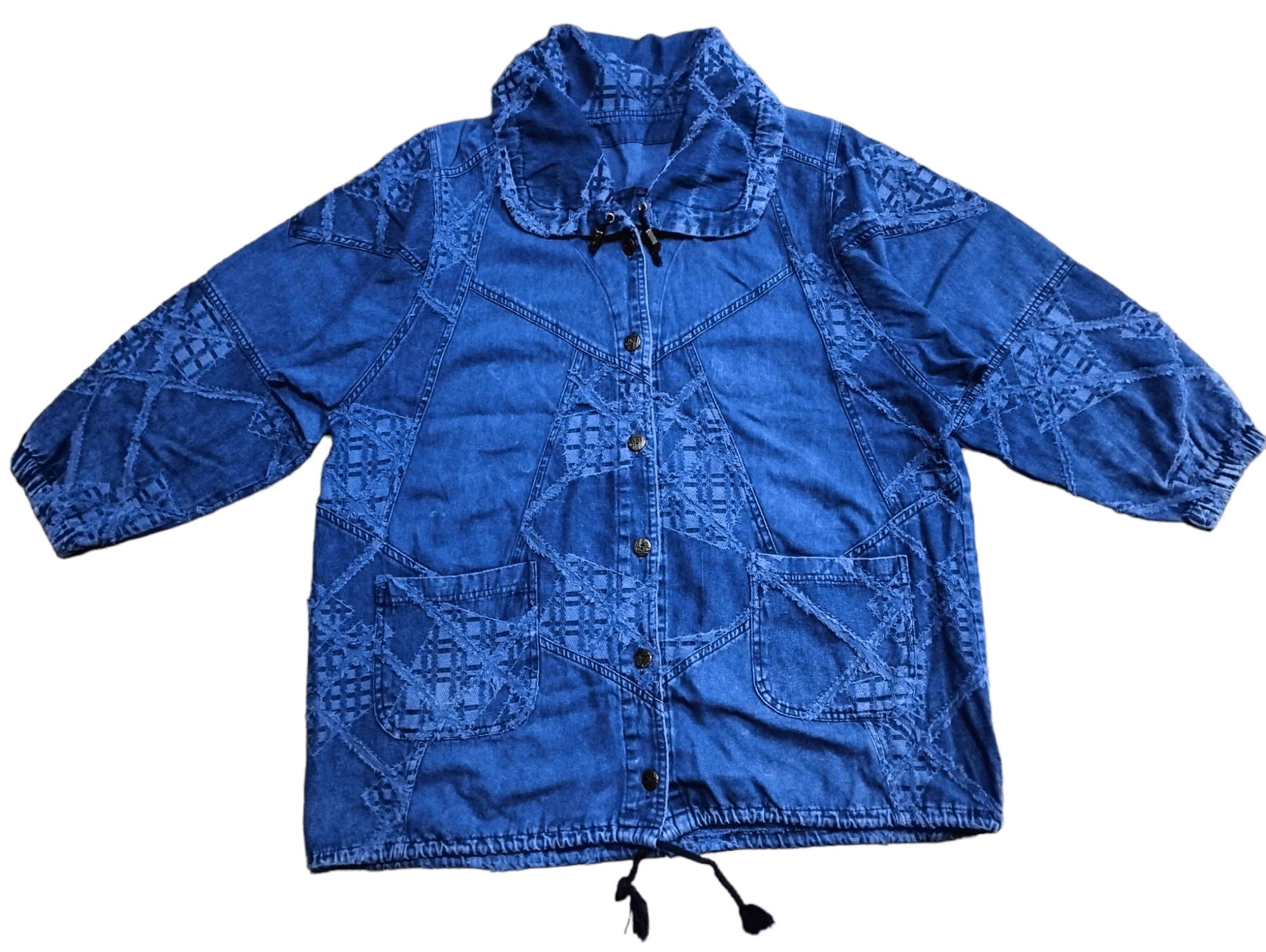 Rare🩸Indigo Button Jacket Over Size Distressed Design