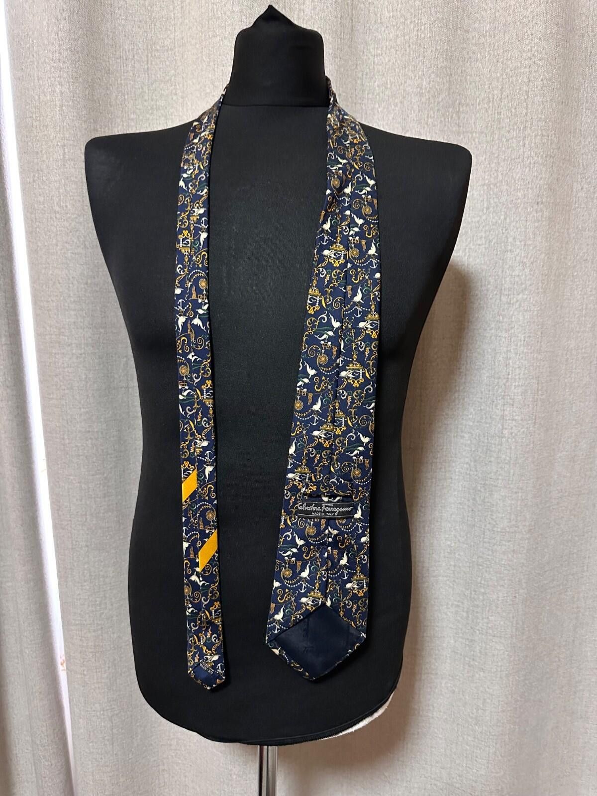 Salvatore Ferragamo Salvatore Ferragamo Mens Tie Blue Animal Theme Pattern Size ONE SIZE - 4 Thumbnail