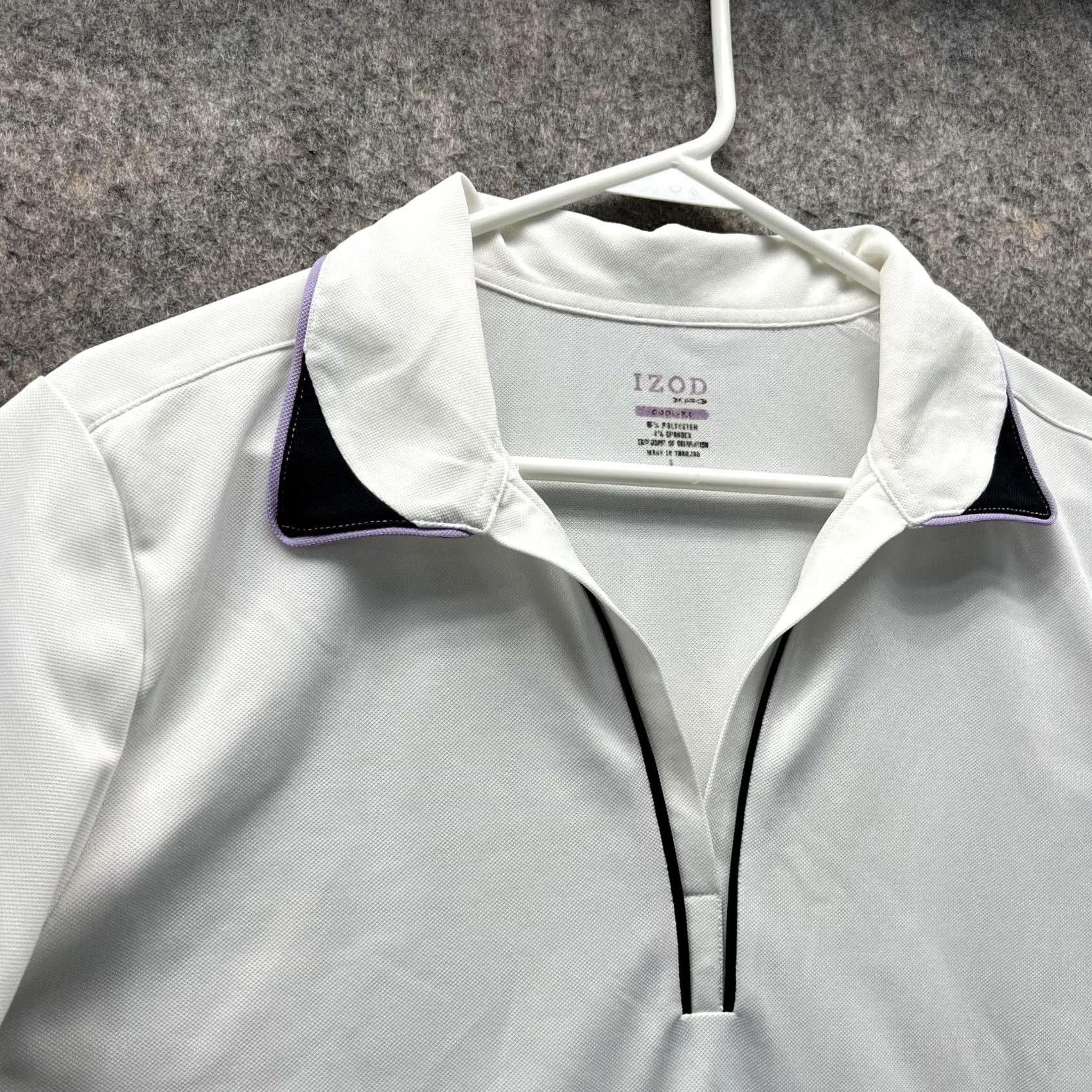 Izod VINTAGE Izod Polo Shirt Women L Purple White Athletic Polyester Spandex Shirt Womens Polo Casual Party/Cocktail Travel 90s? Size L / US 10 / IT 46 - 7 Thumbnail