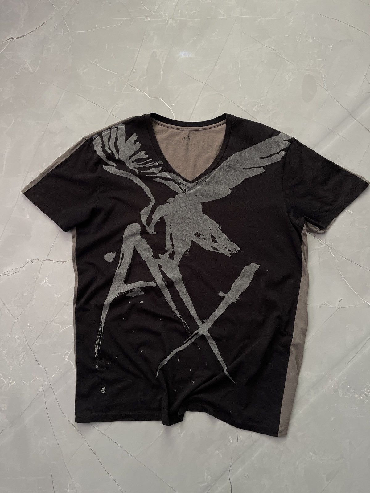 Armani Exchange Armani Exchange Y2K Style Avantgarde V-Neck T-Shirt Size US XL / EU 56 / 4 - 1 Thumbnail
