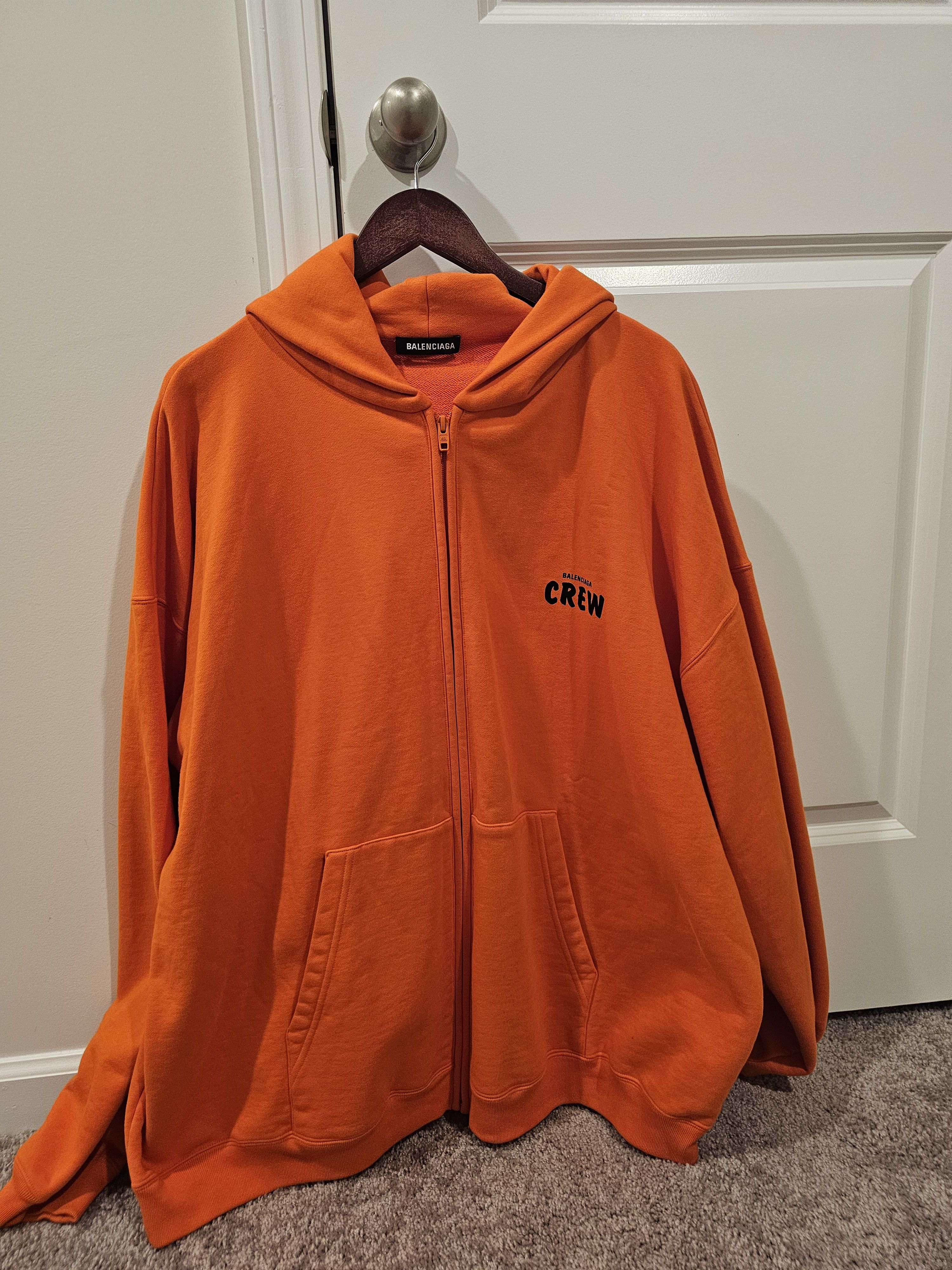 image of Balenciaga Oversized Crew Hoodie in Orange, Men's (Size Small)