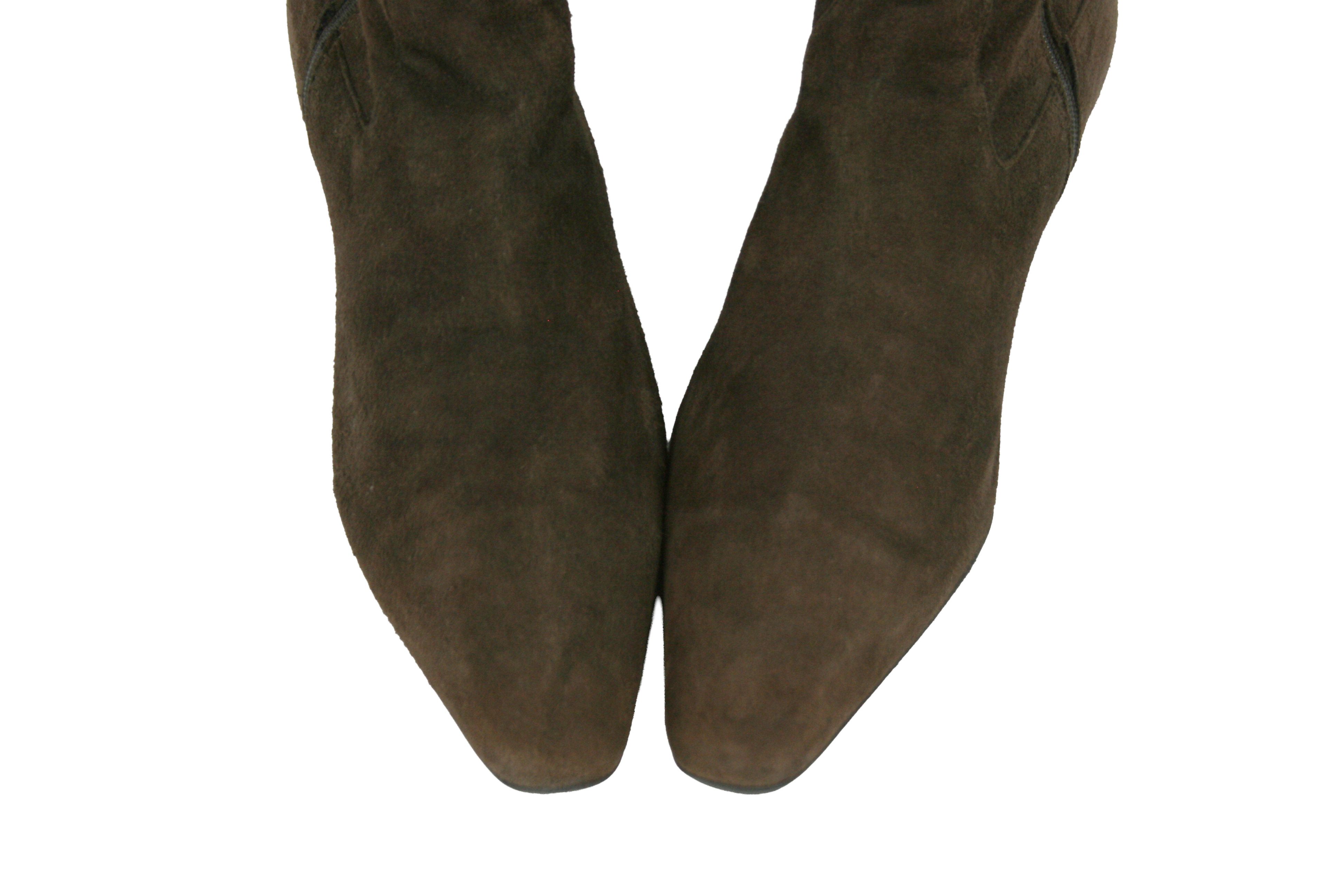Jil Sander Raf Simons Era Suede Point Toe Knee High Biker Boots Vintage Size US 6 / IT 36 - 5 Thumbnail