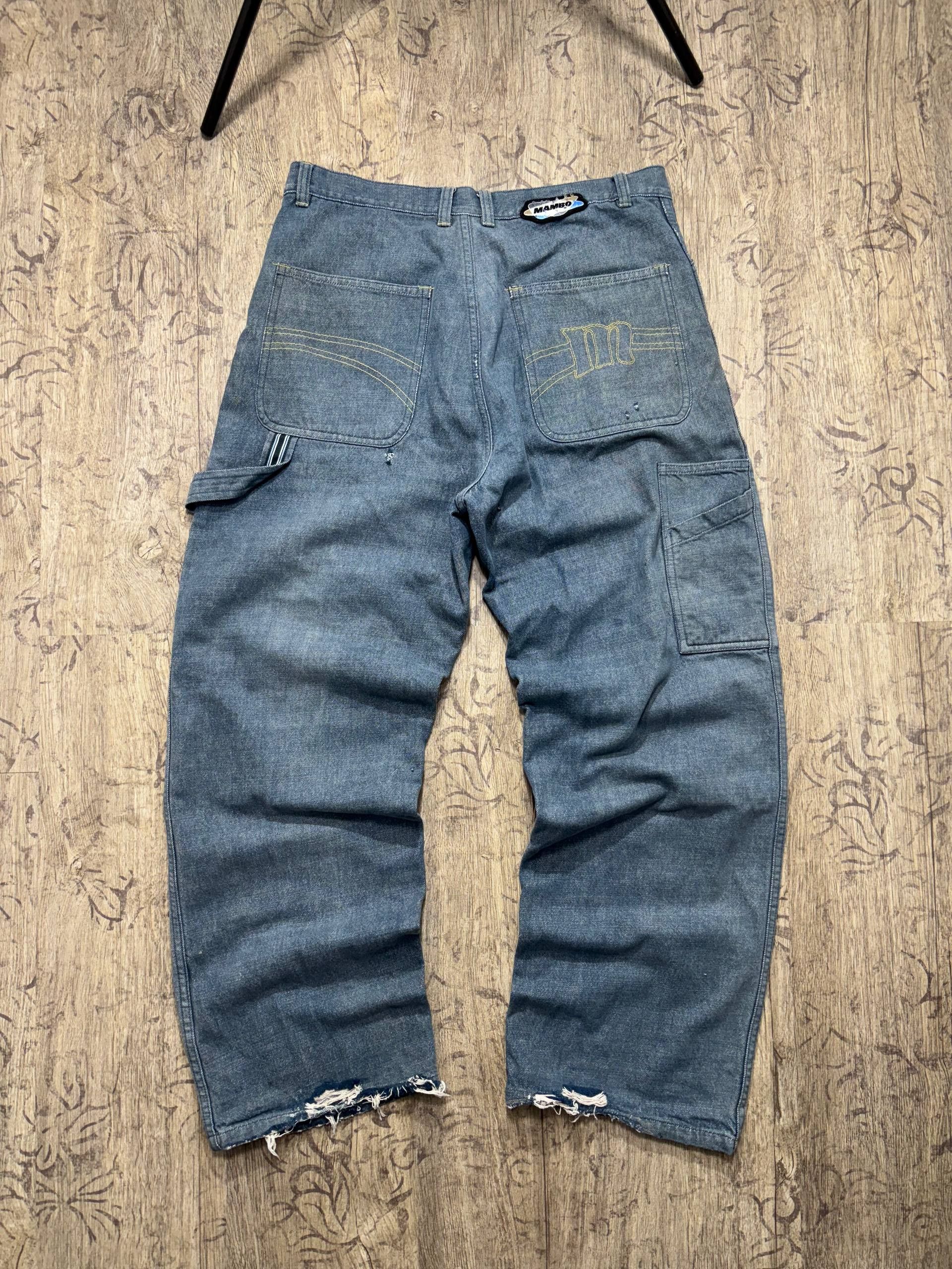 Mambo VTG Mambo Y2K Baggy Painted Carpenter Double Knee Jeans Size US 34 / EU 50 - 2 Thumbnail