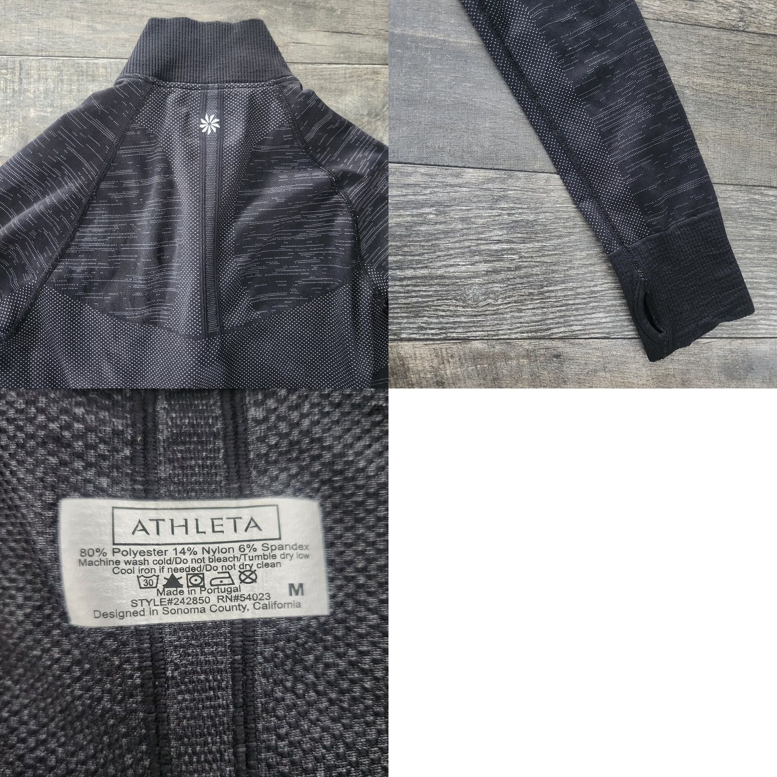 Athleta Athleta Mendoza Women’s M Athletic 1/4 Zip Pullover Black Geometric Fitted Thumb Size M / US 6-8 / IT 42-44 - 8 Thumbnail