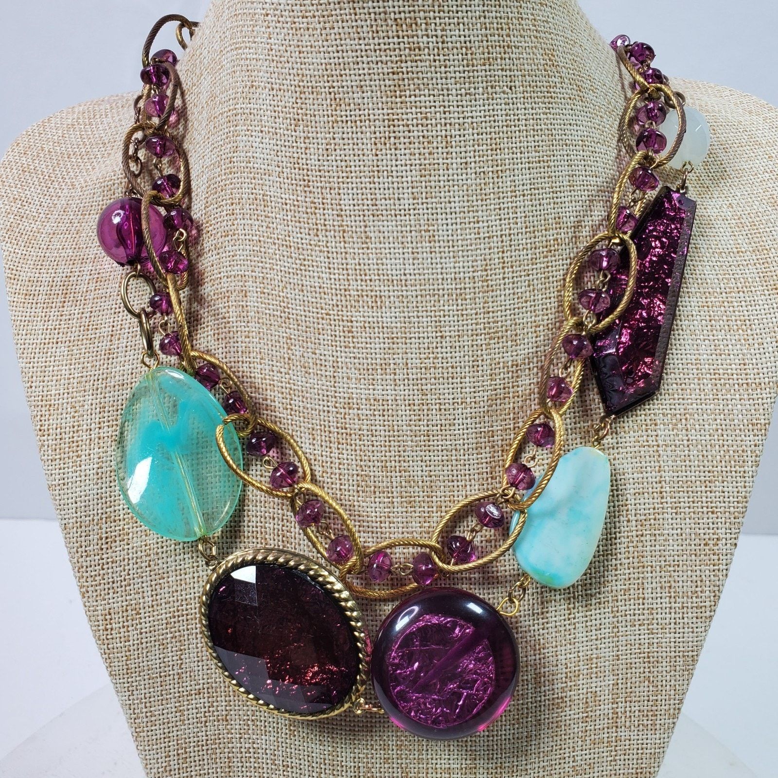 The Unbranded Brand Casual Career Necklace Purple Blue Beaded 22 Inch NOS No Tag Size ONE SIZE - 1 Thumbnail