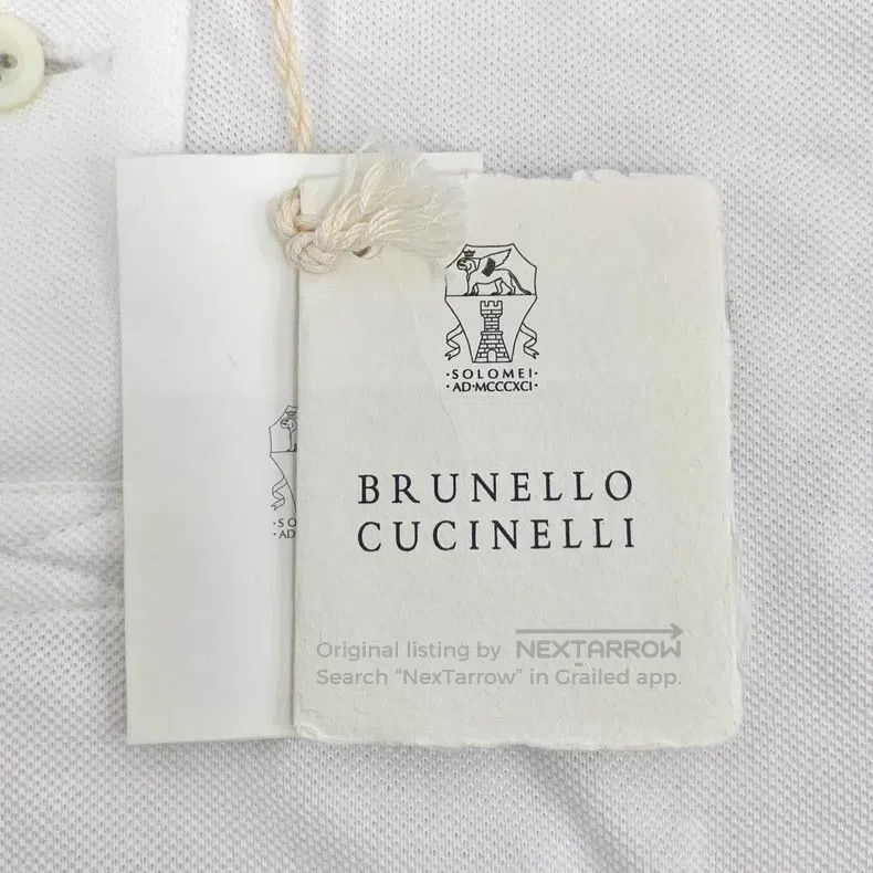 Brunello Cucinelli Brunello Cucinelli White Logo Embroidered Polo Neck Short Size M / US 6-8 / IT 42-44 - 6 Thumbnail