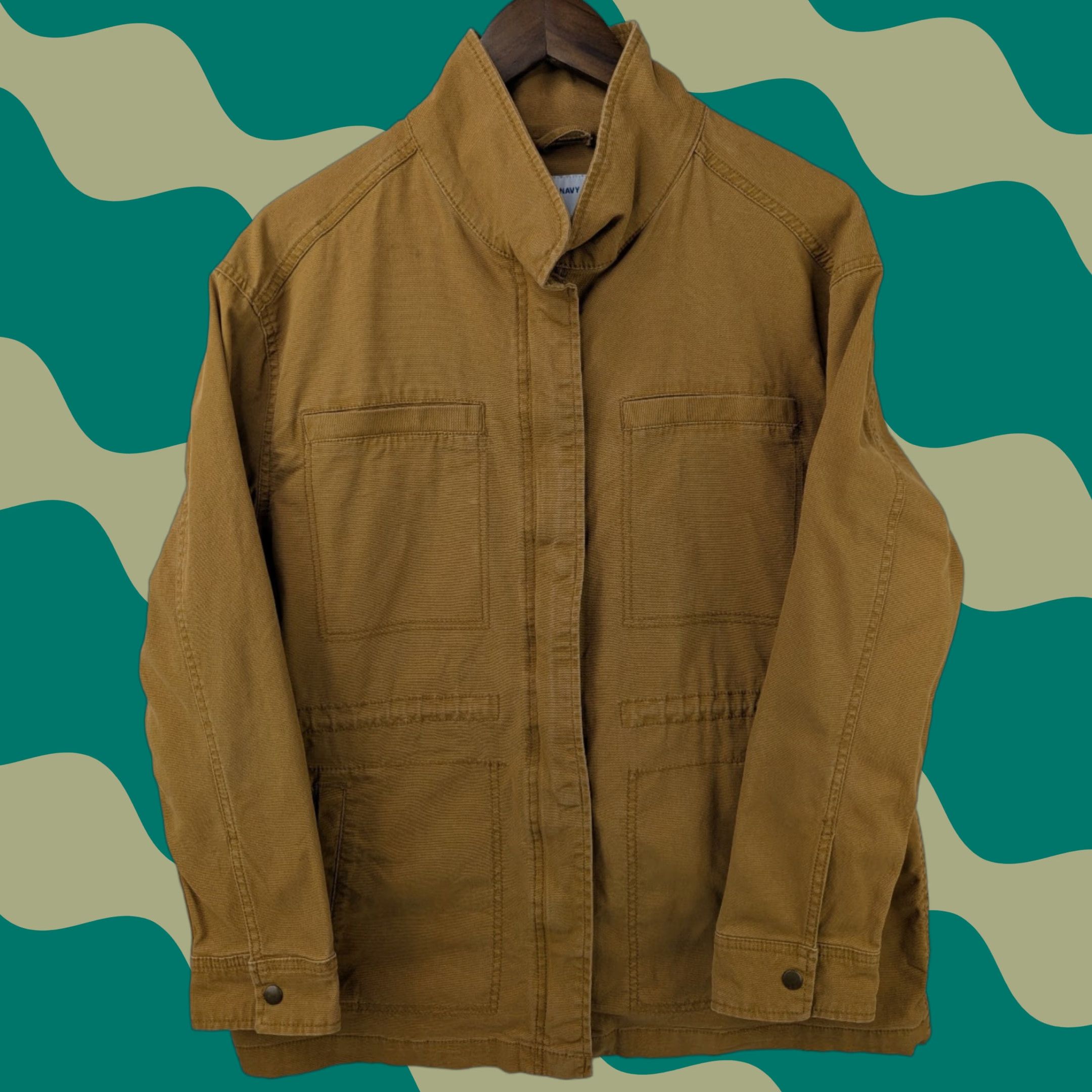 Old Navy Old Navy Jacket Women's L Brown Field Utility Barn Chore Anorak Cinch Waist Military Jacket Size L / US 10 / IT 46 - 1 Thumbnail