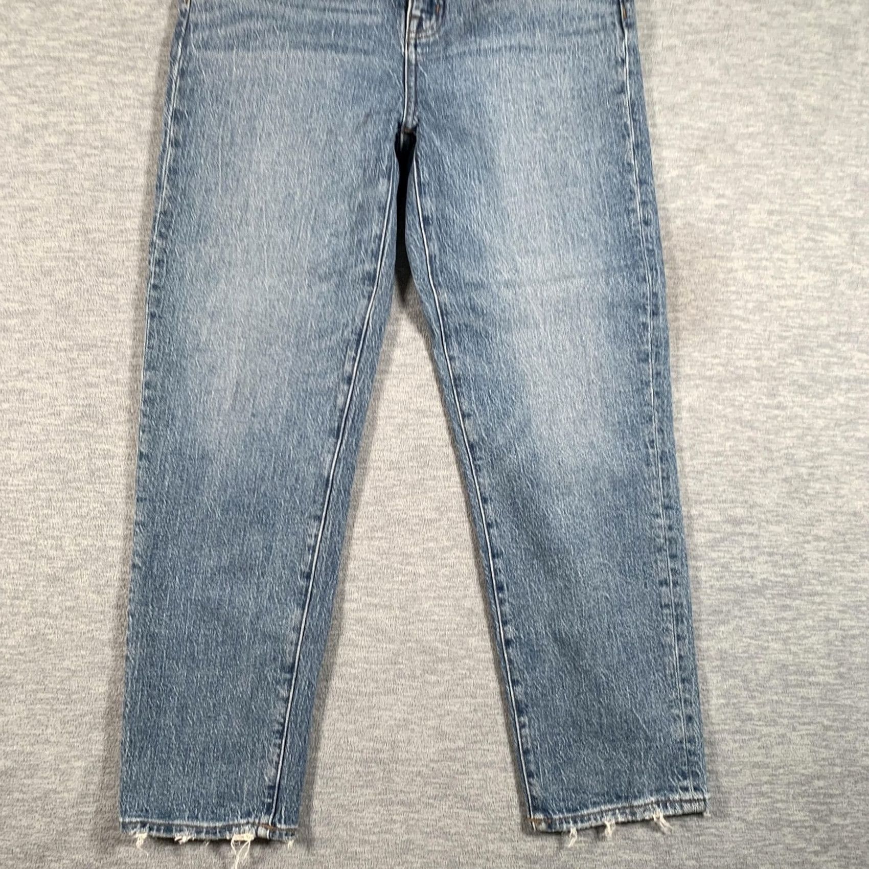 Madewell Madewell Jeans Womens 26 Blue Classic Straight High Rise Raw Hem Denim Stretch Size 26" / US 2 / IT 38 - 3 Thumbnail